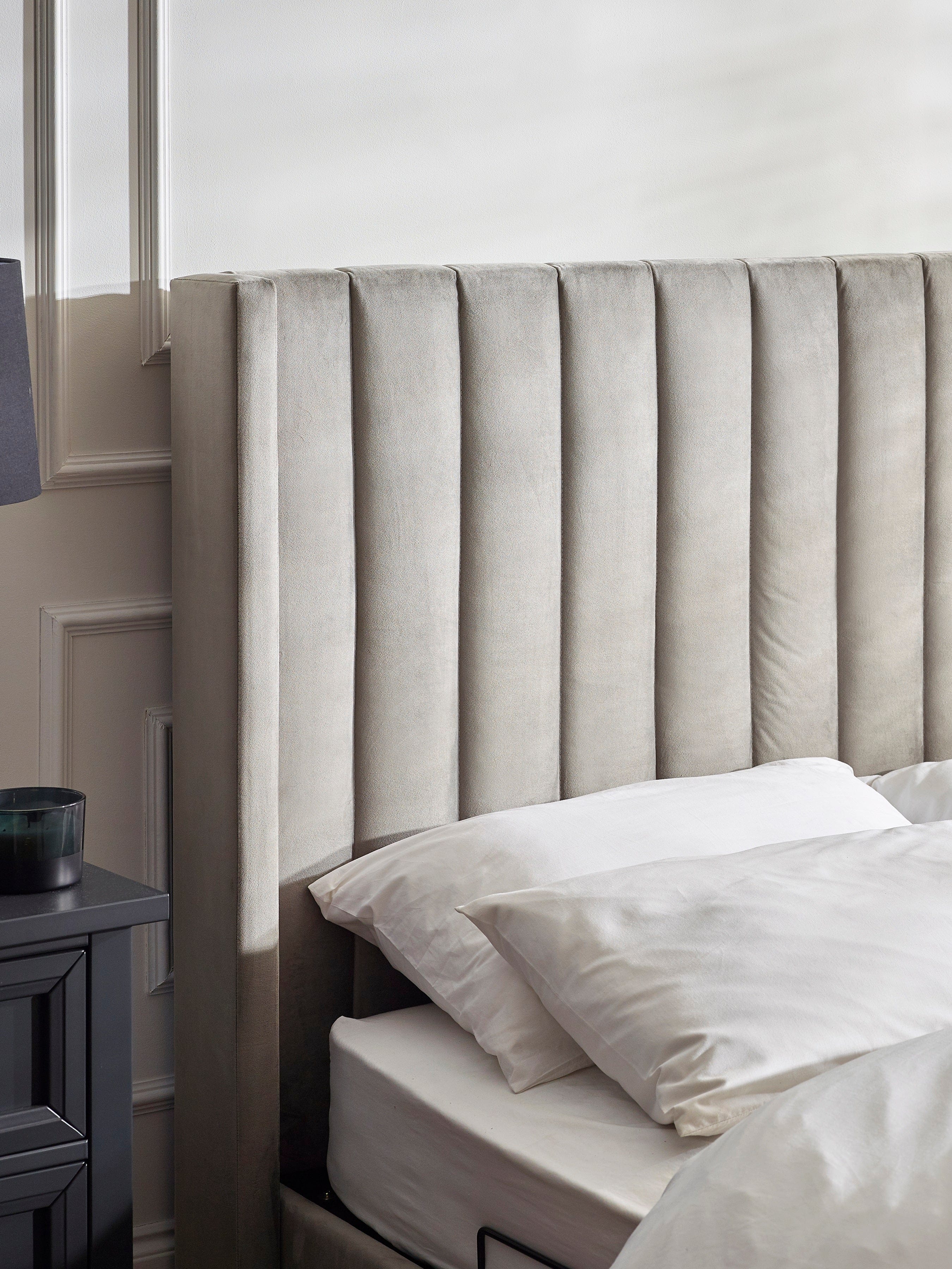 Julian Bowen Fabric Bed Clara Ottoman TV Bed - Light Grey Bed Kings
