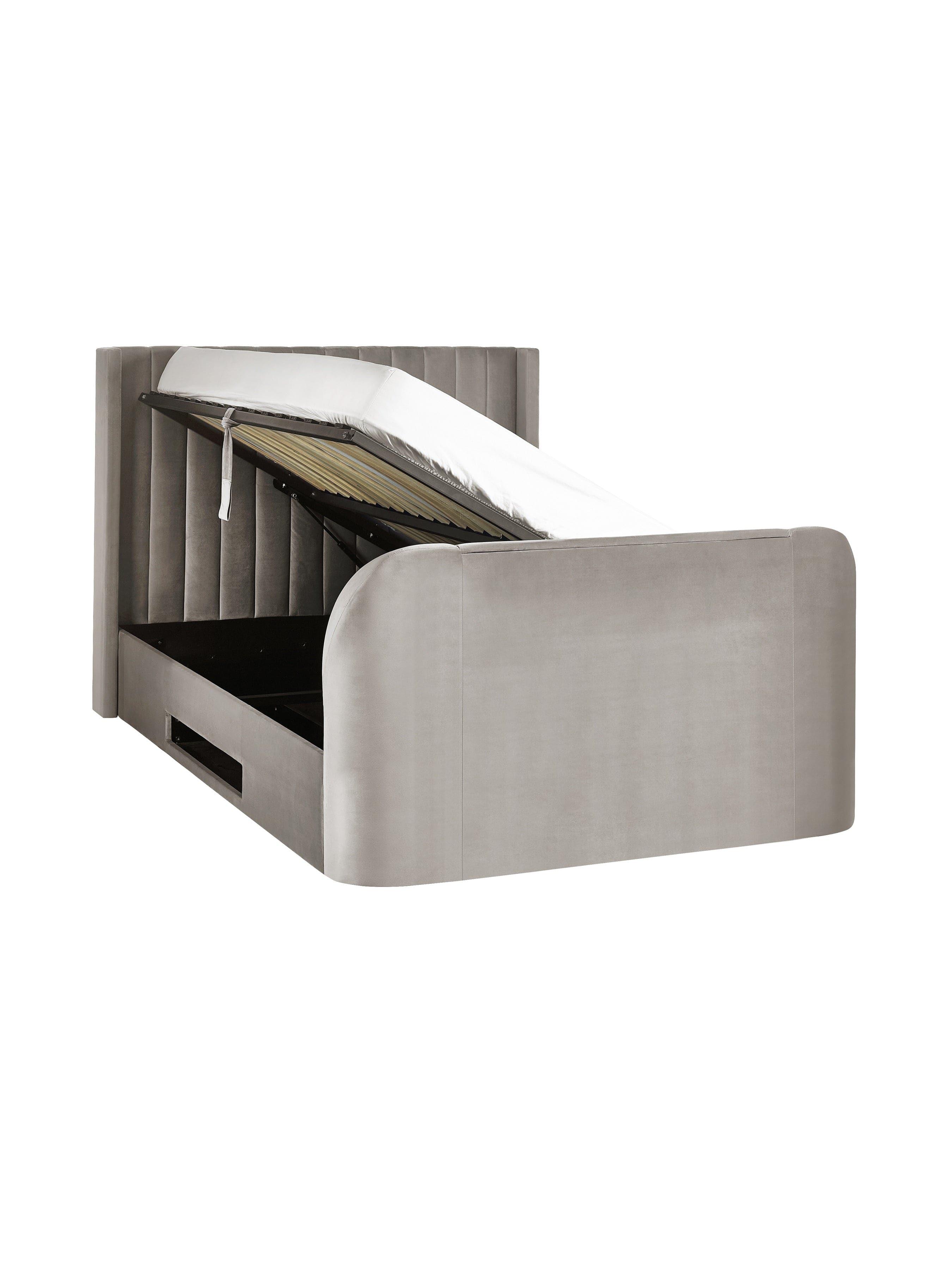 Julian Bowen Fabric Bed Clara Ottoman TV Bed - Light Grey Bed Kings