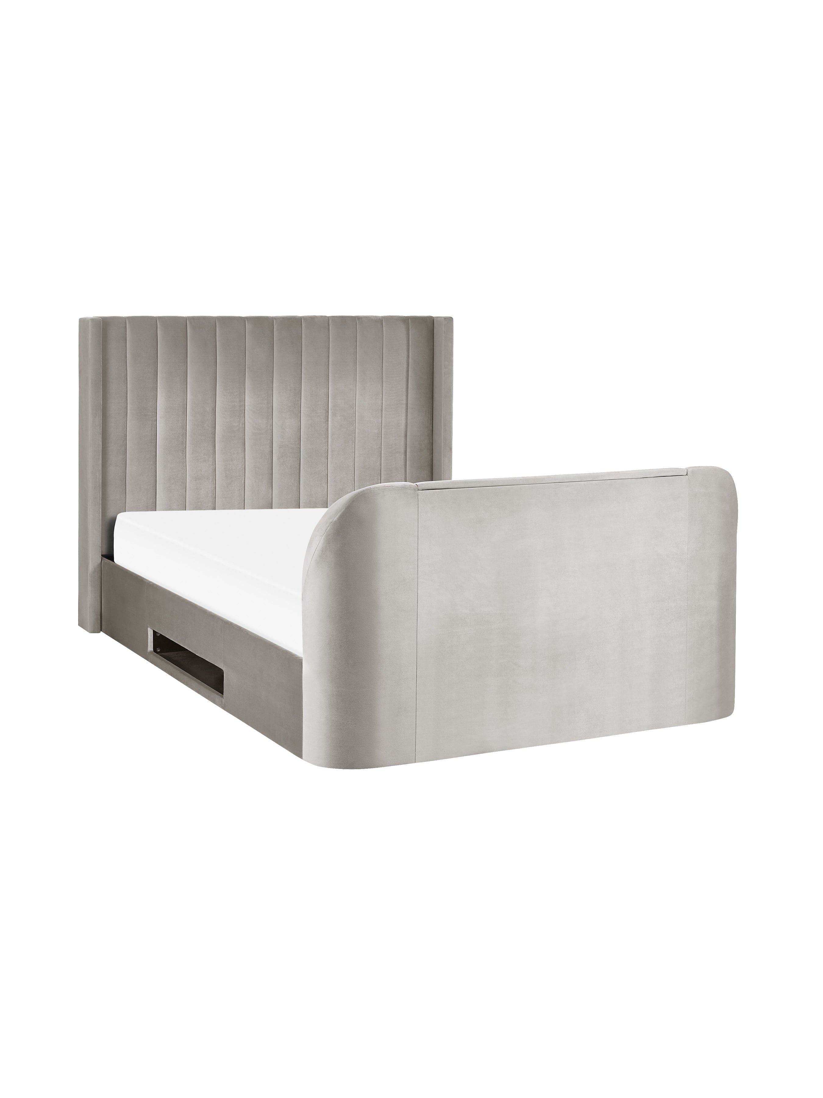 Julian Bowen Fabric Bed Clara Ottoman TV Bed - Light Grey Bed Kings