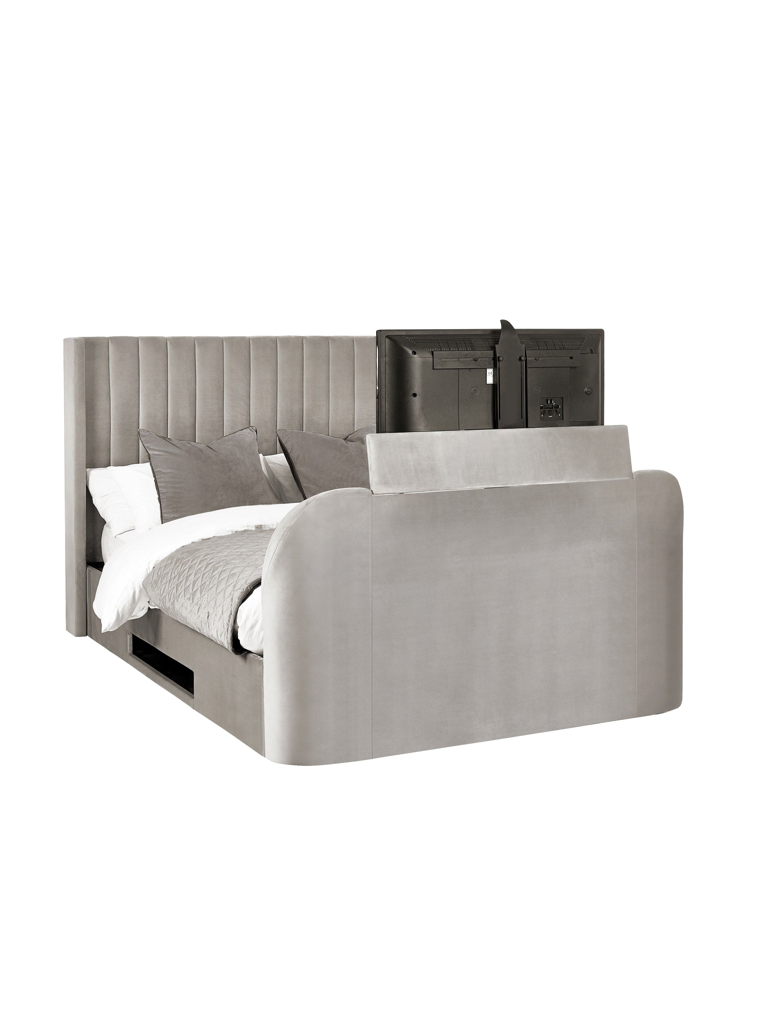 Julian Bowen Fabric Bed Clara Ottoman TV Bed - Light Grey Bed Kings