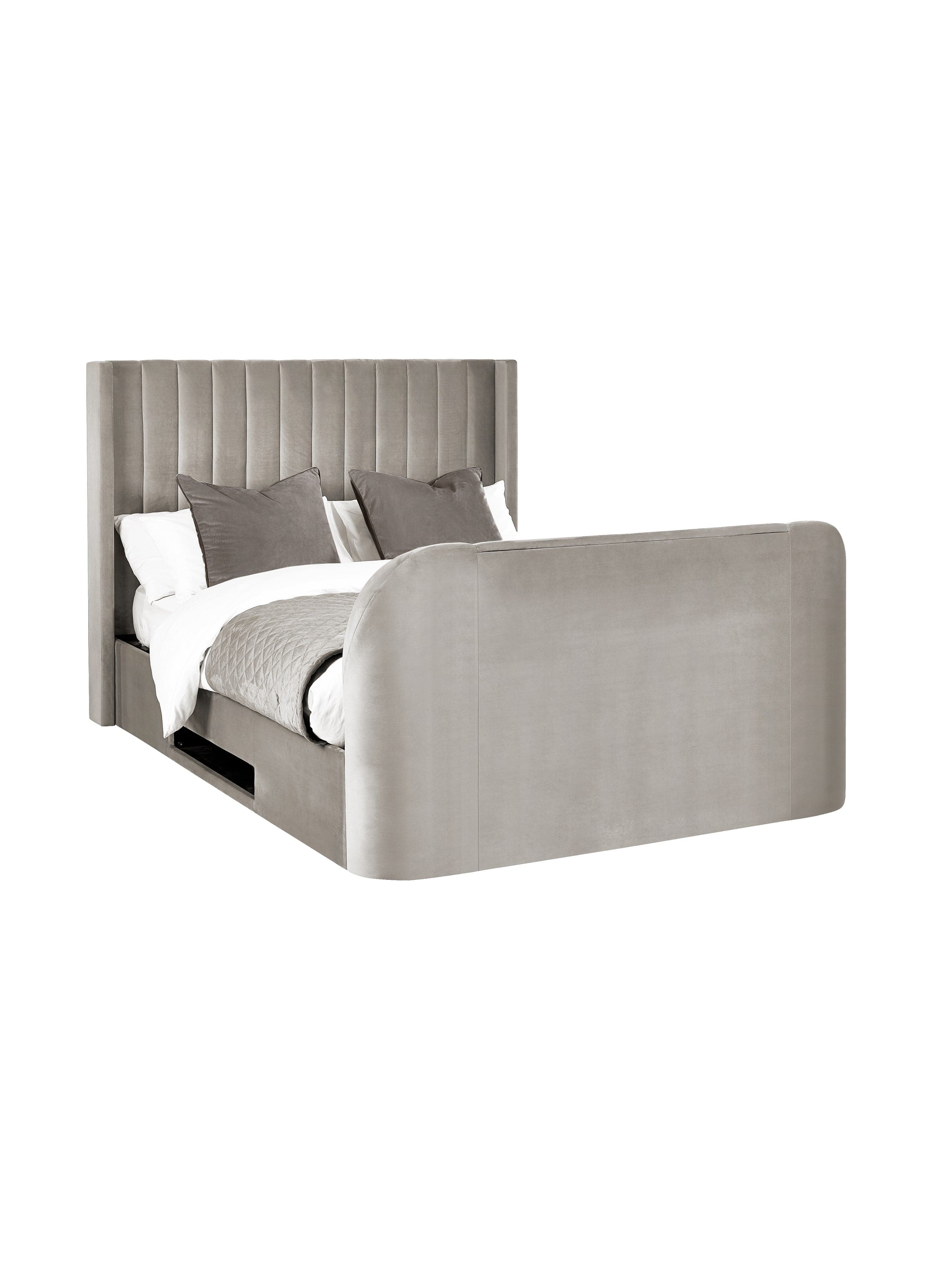 Julian Bowen Fabric Bed Clara Ottoman TV Bed - Light Grey Bed Kings