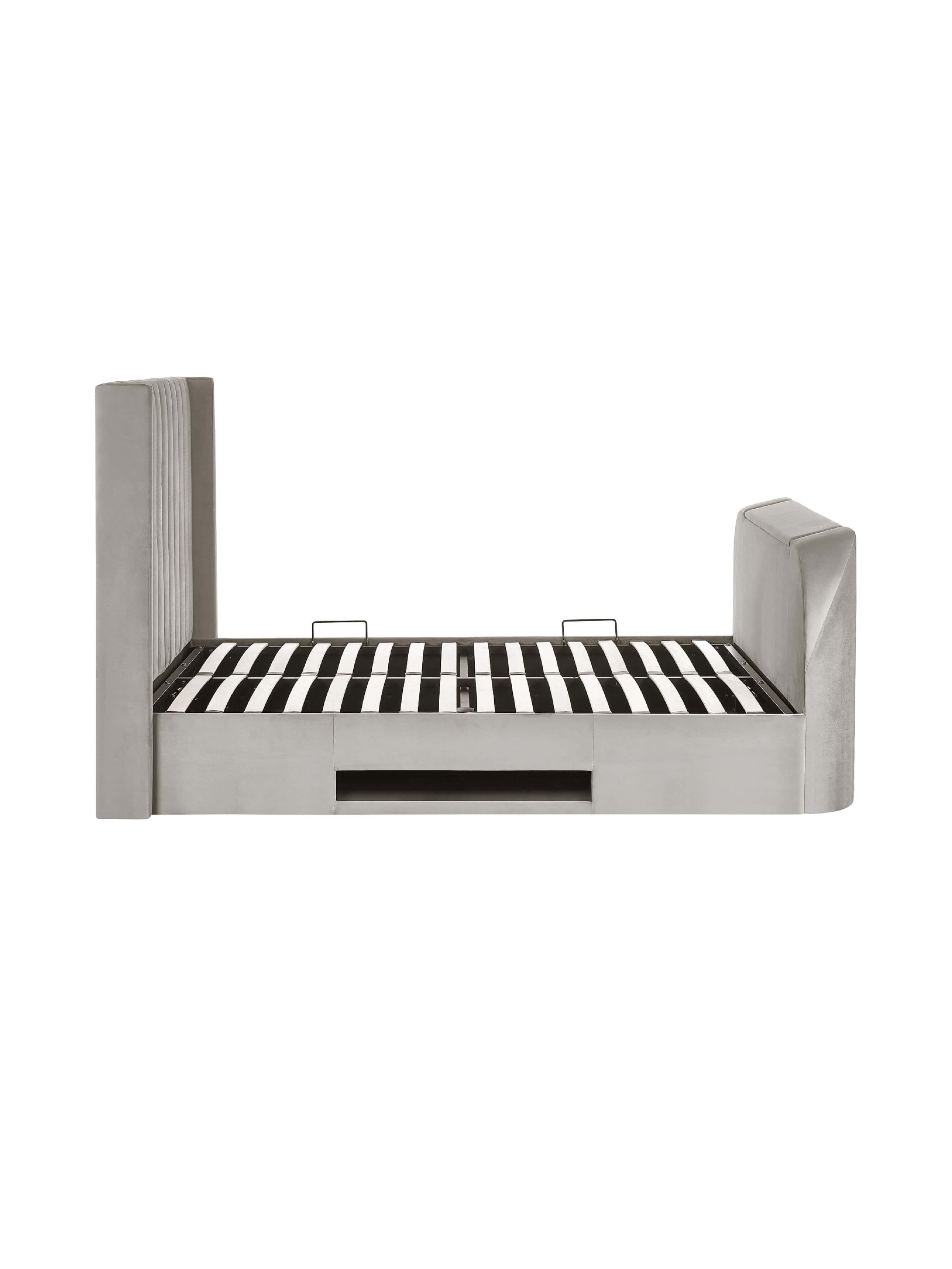 Julian Bowen Fabric Bed Clara Ottoman TV Bed - Light Grey Bed Kings