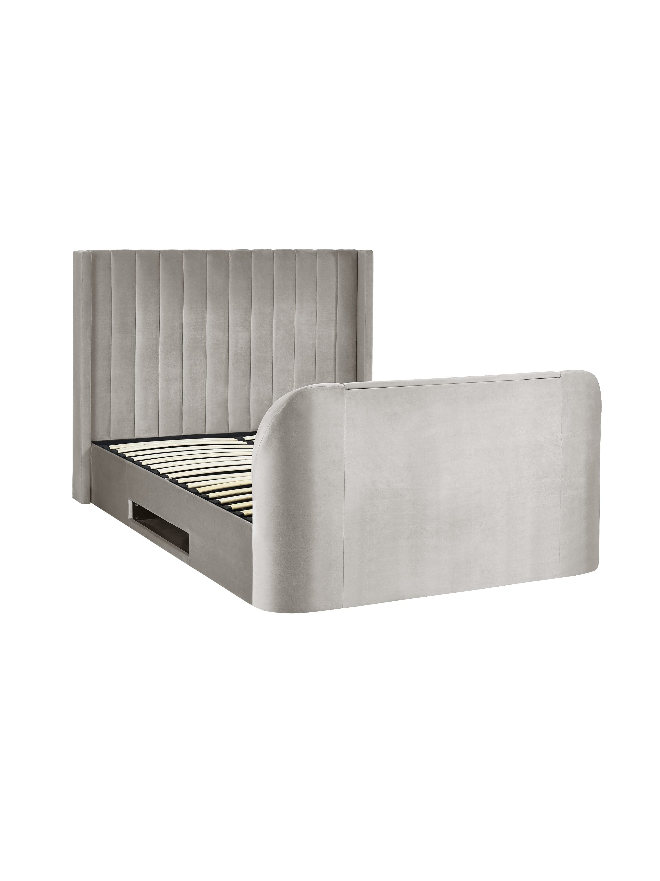 Julian Bowen Fabric Bed Clara Ottoman TV Bed - Light Grey Bed Kings