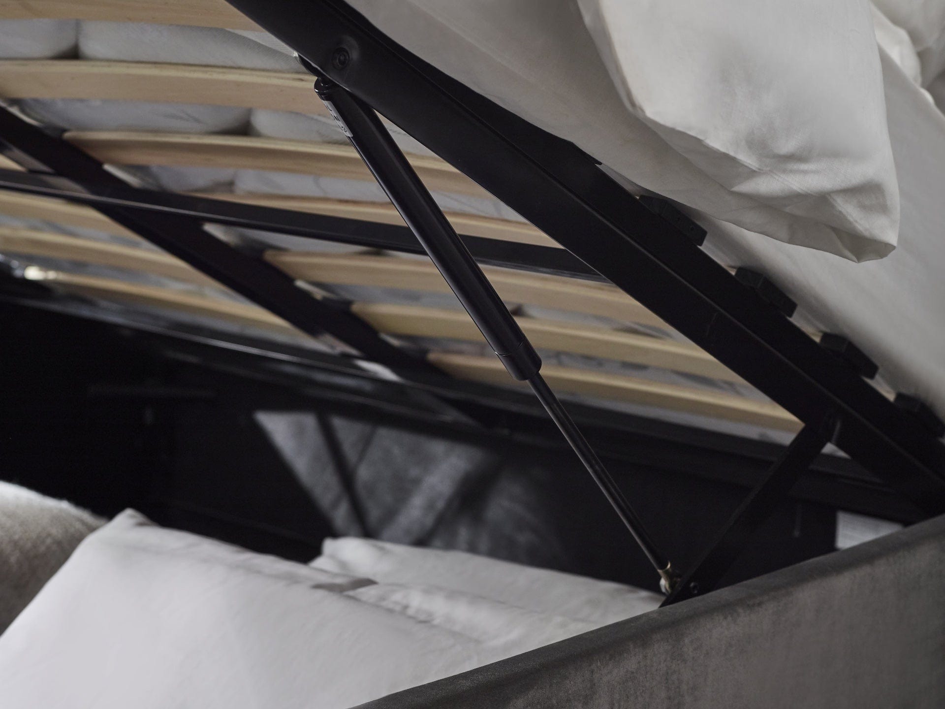 Julian Bowen Fabric Bed Shoreditch High Headboard Lift-Up Storage Bed - Slate Grey Bed Kings