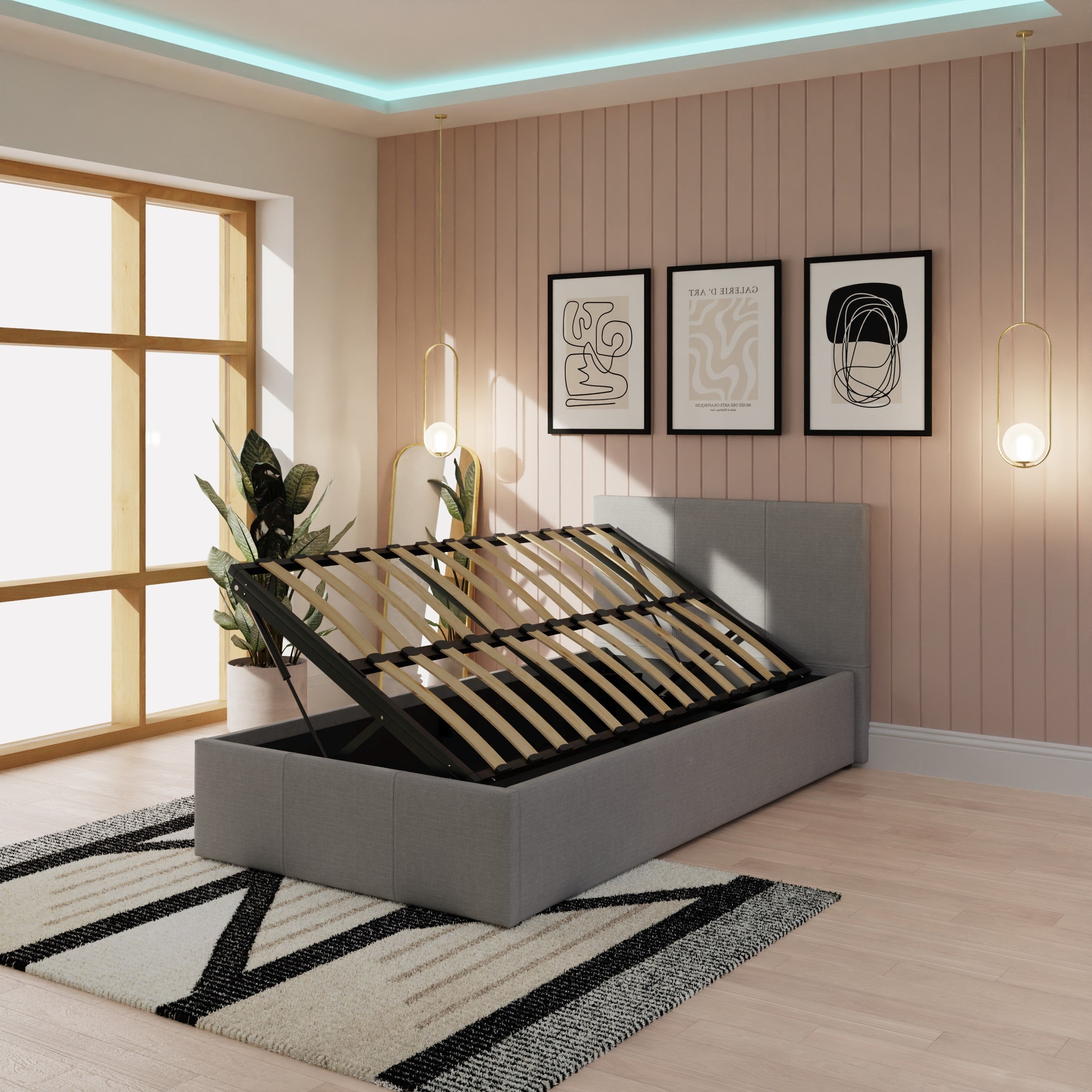 Side Lift Ottoman Bed Grey