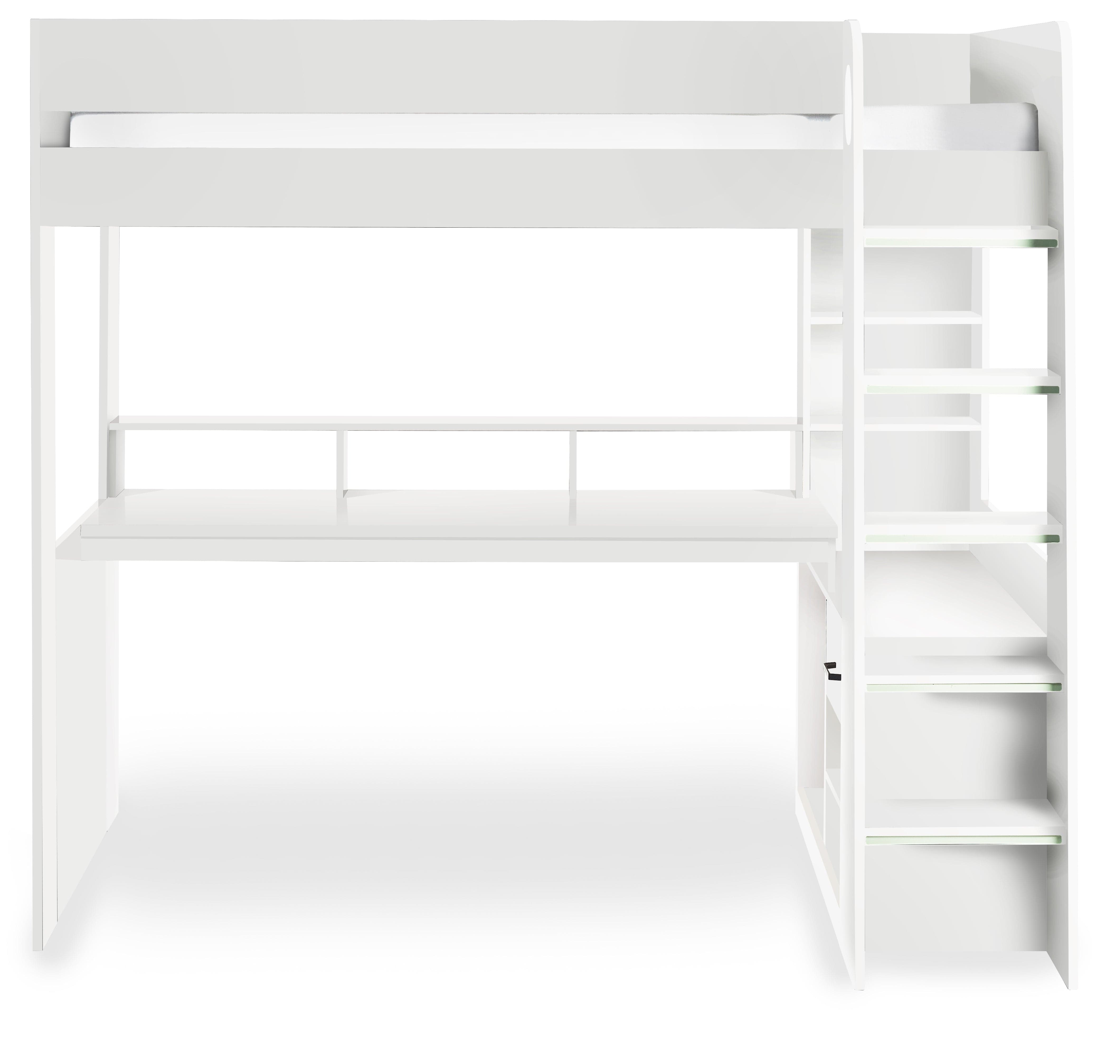 Julian Bowen High Sleeper Bed Single 90cm 3ft Blaze Gaming Highsleeper Bed - All White Bed Kings