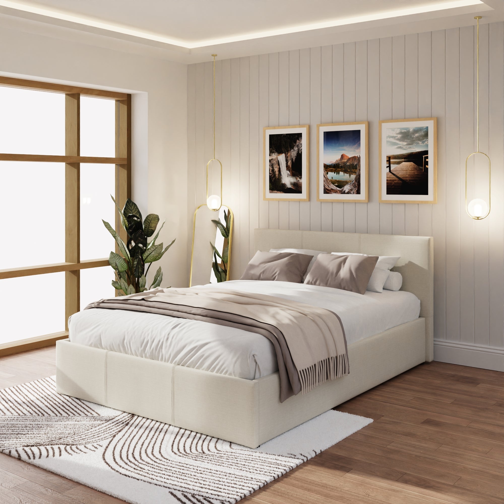 End Lift Ottoman Bed Frame - Natural