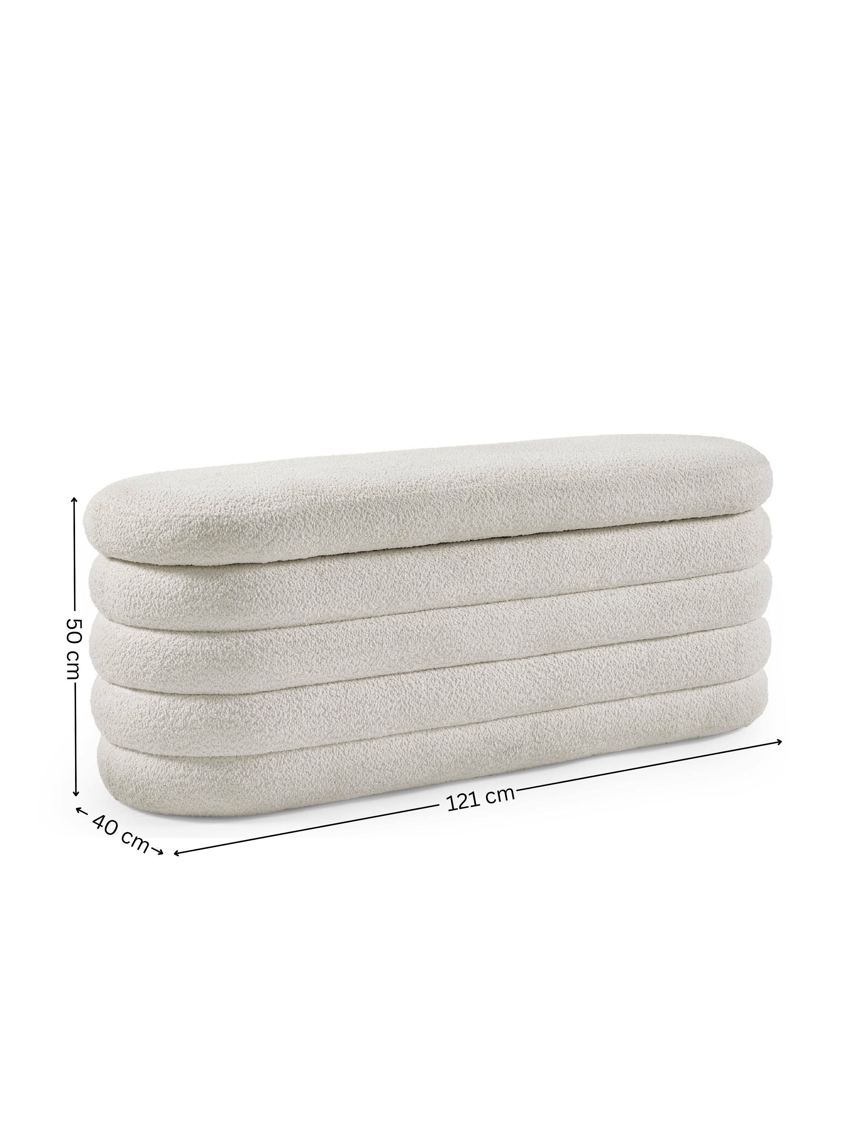 Hailey Ivory Boucle Upholstered Ottoman Storage Bench