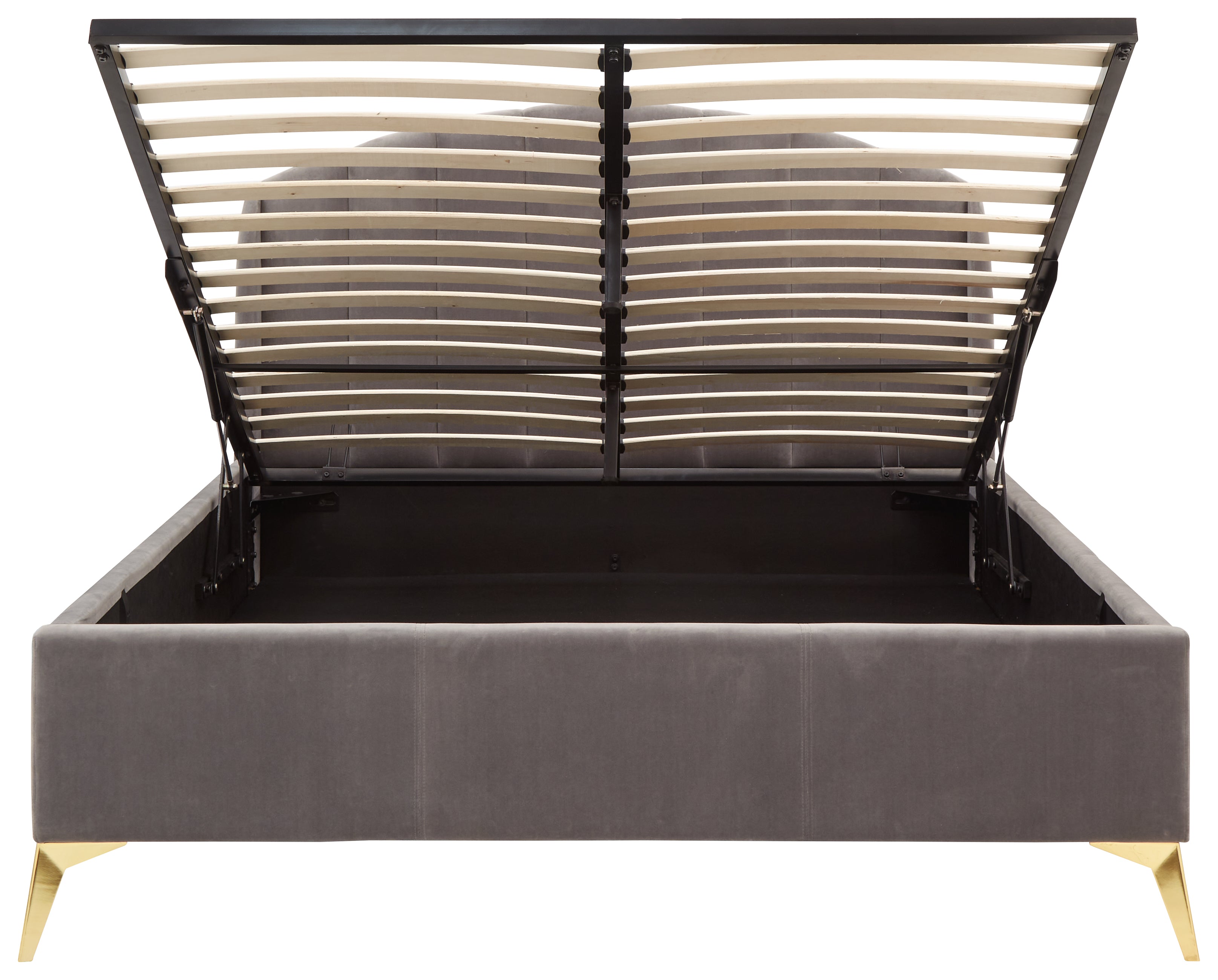 Pettine End Lift Ottoman Bed - Grey & Gold