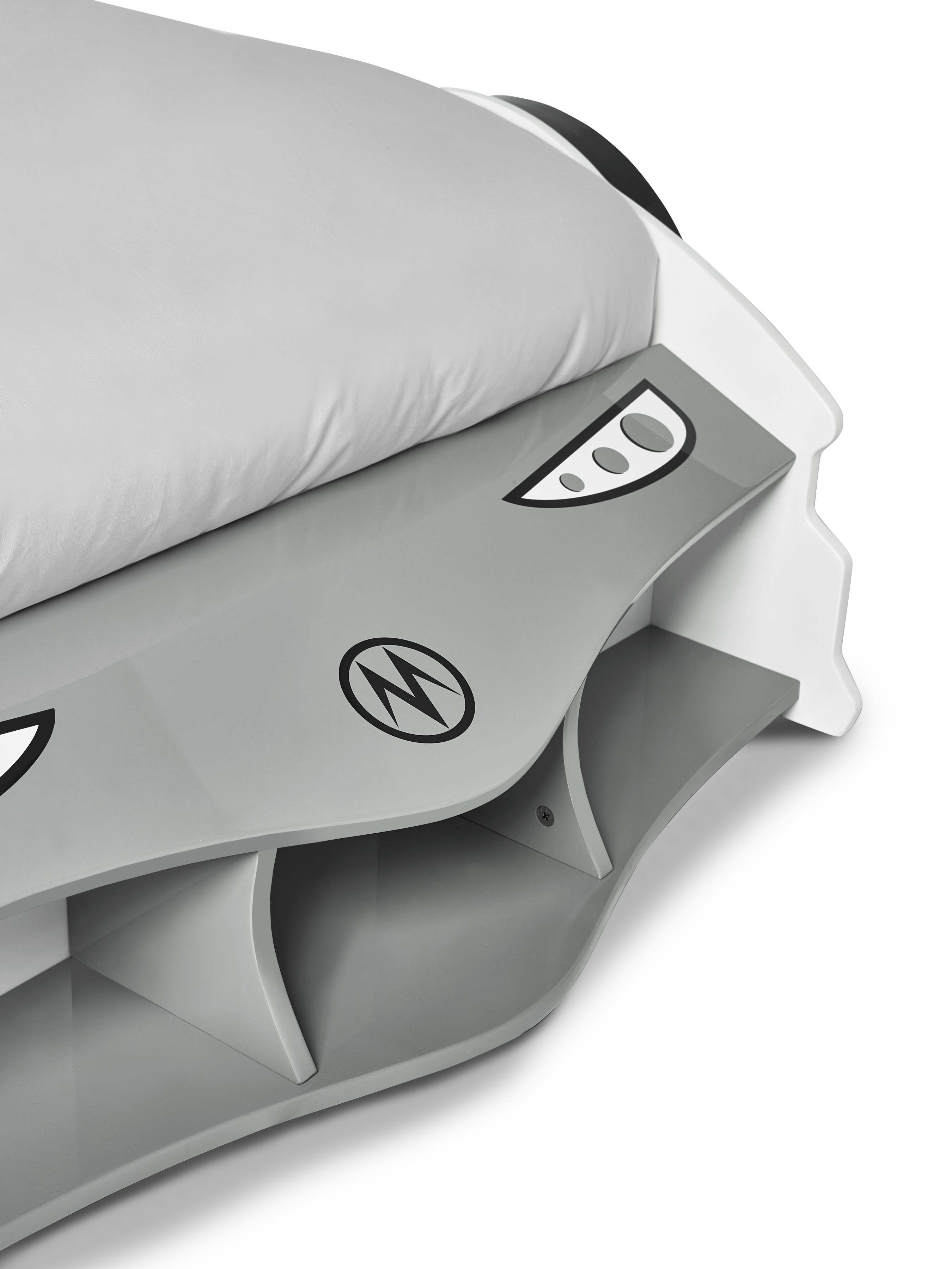 Storm White and Grey High Gloss 90cm Single Race Car Bed