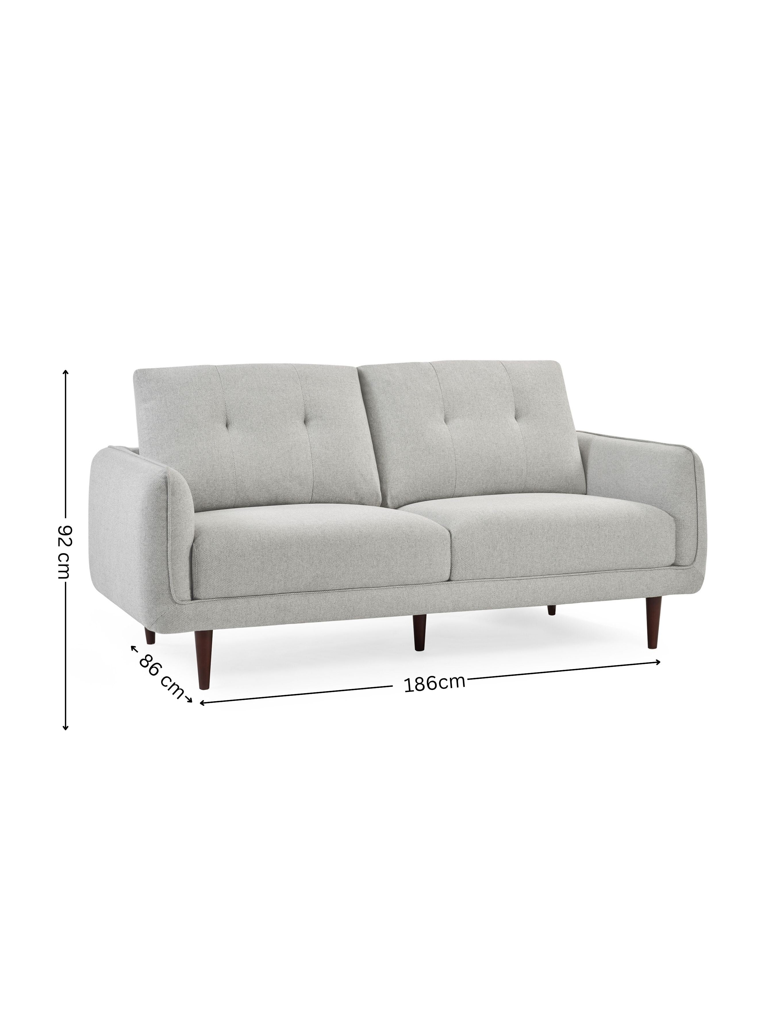 Remy 3 Seater Light Grey Fabric Sofa