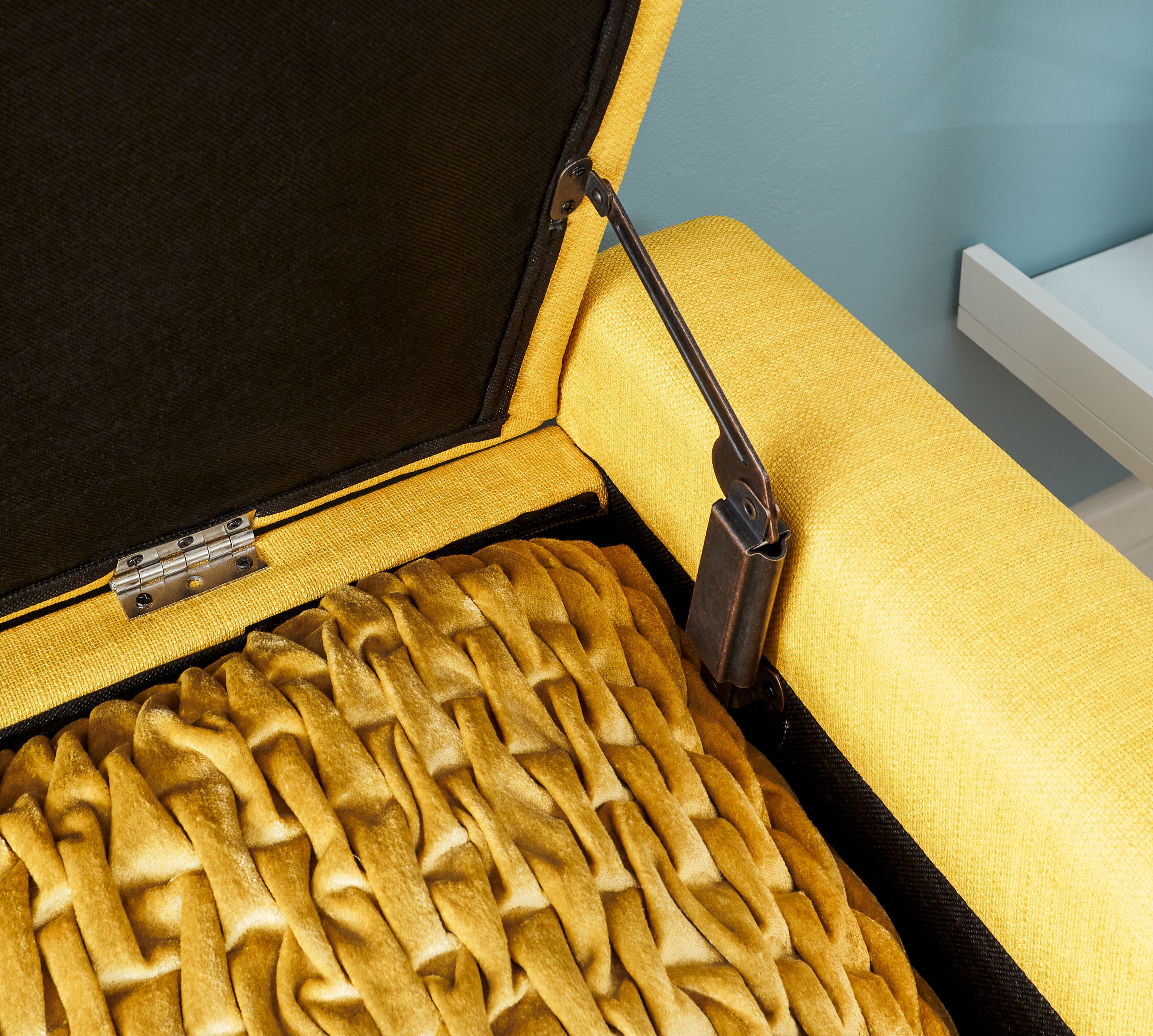 Verona Ottoman Bench Mustard Fabric