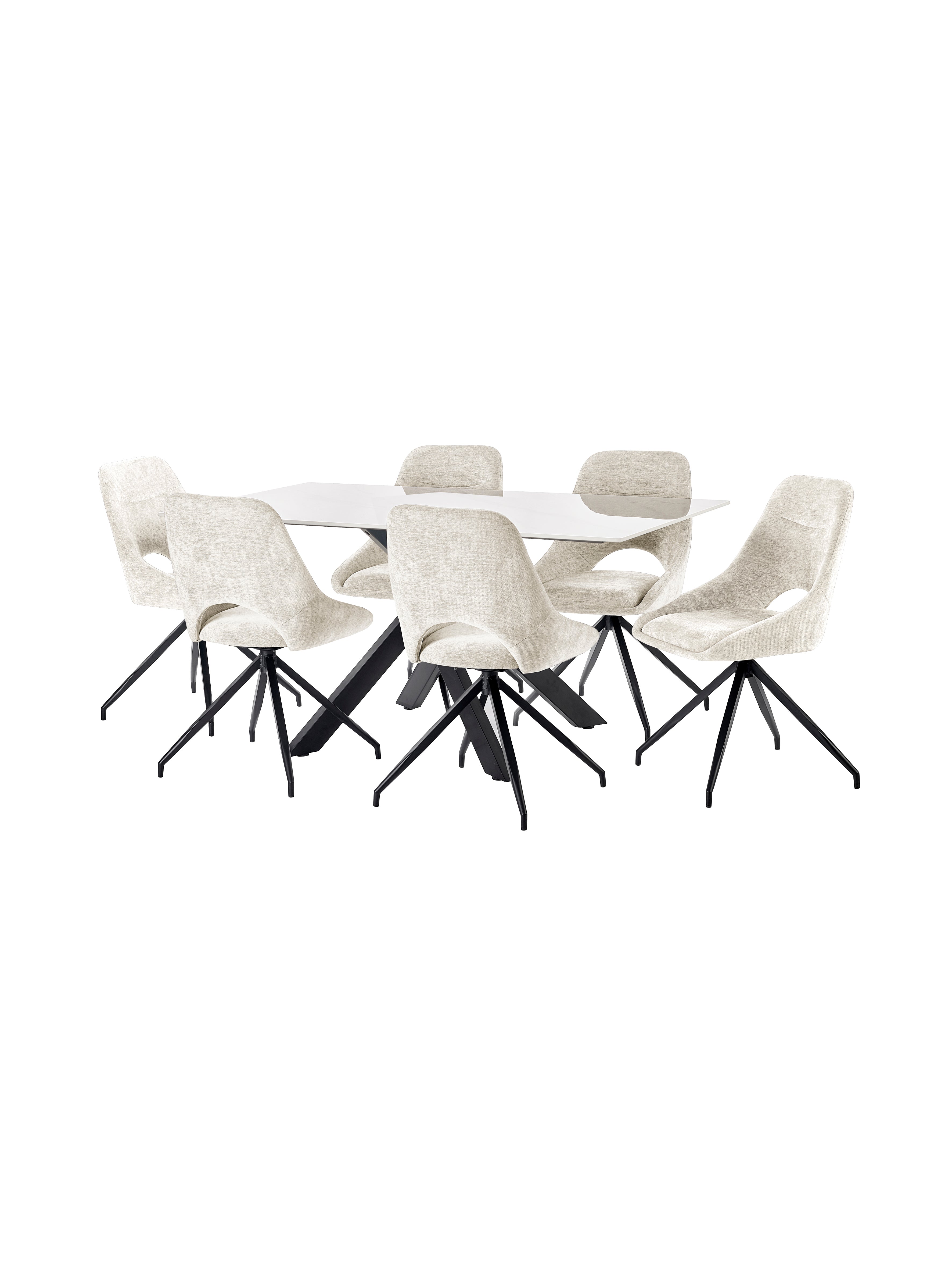 Jonah Cream Chenille Upholstered Dining Chairs (Set of 2)