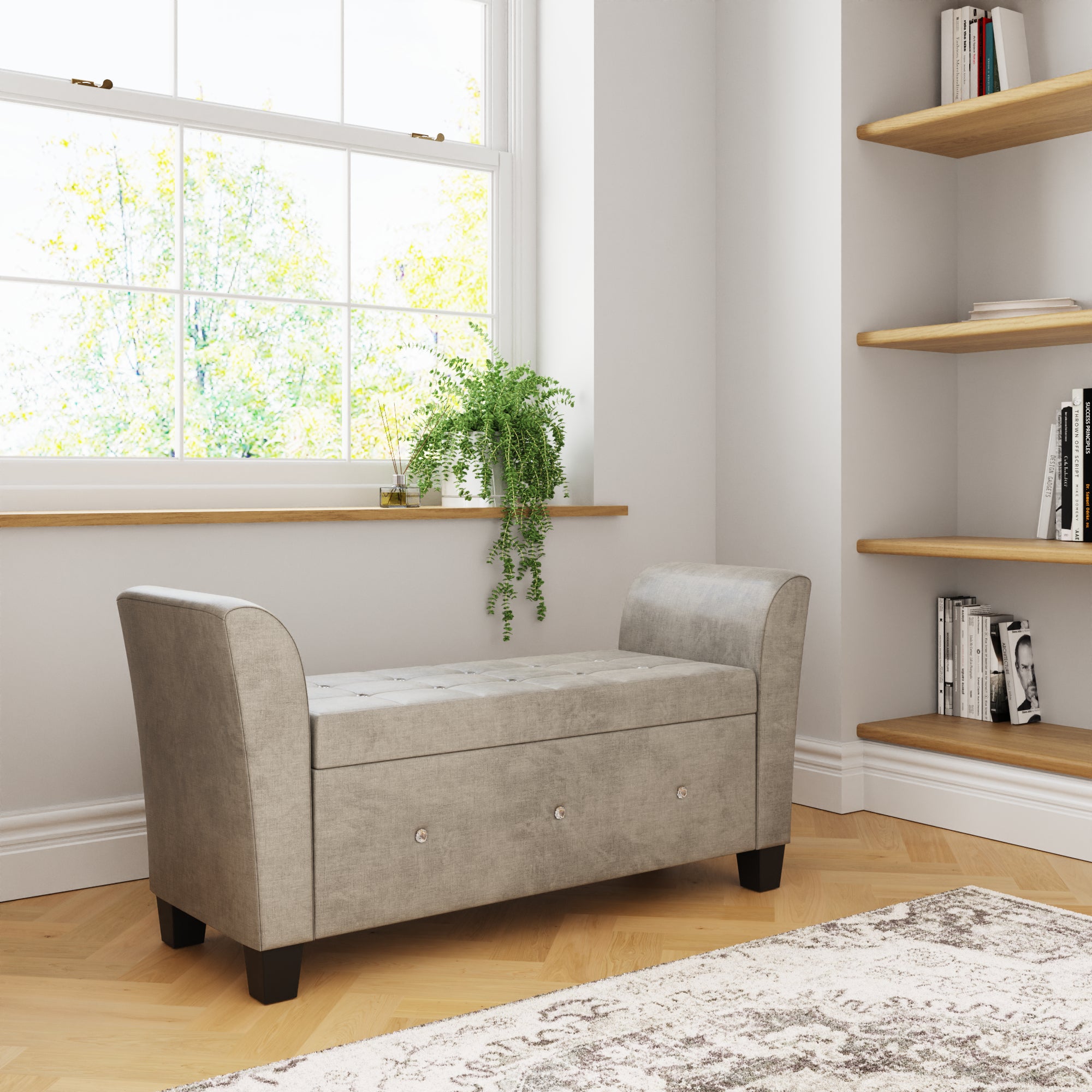 Verona Diamante Window Seat Silver Chenille