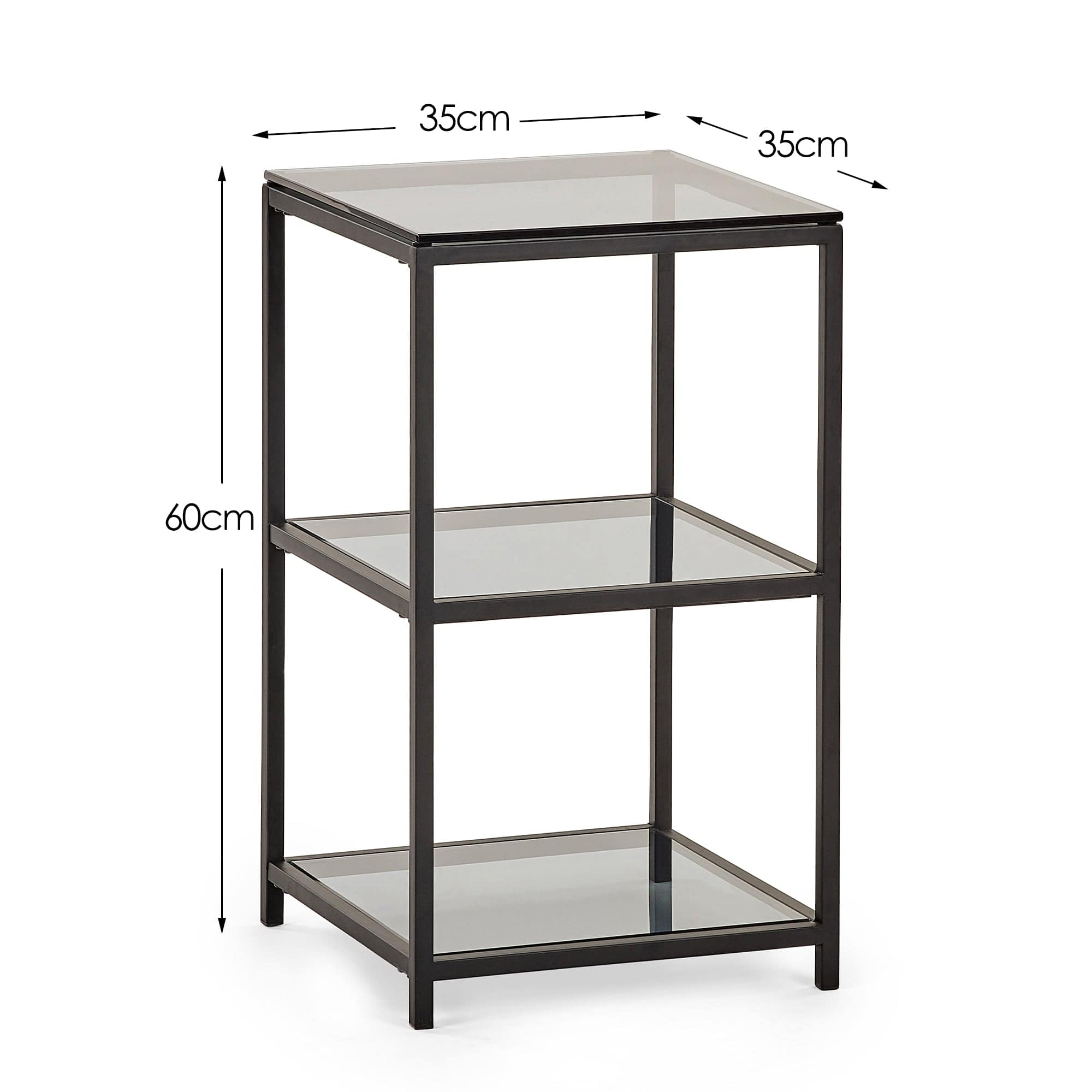 Julian Bowen LAMP TABLE Chicago Tall Narrow Side Table Smoked Glass Bed Kings