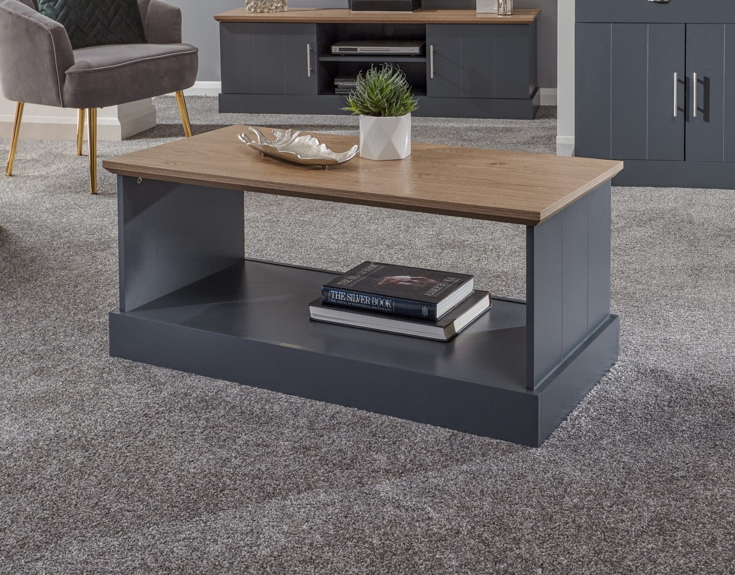 GFW Living Room Set Kendal Small 4 Piece Living Room Set - Slate Blue Bed Kings