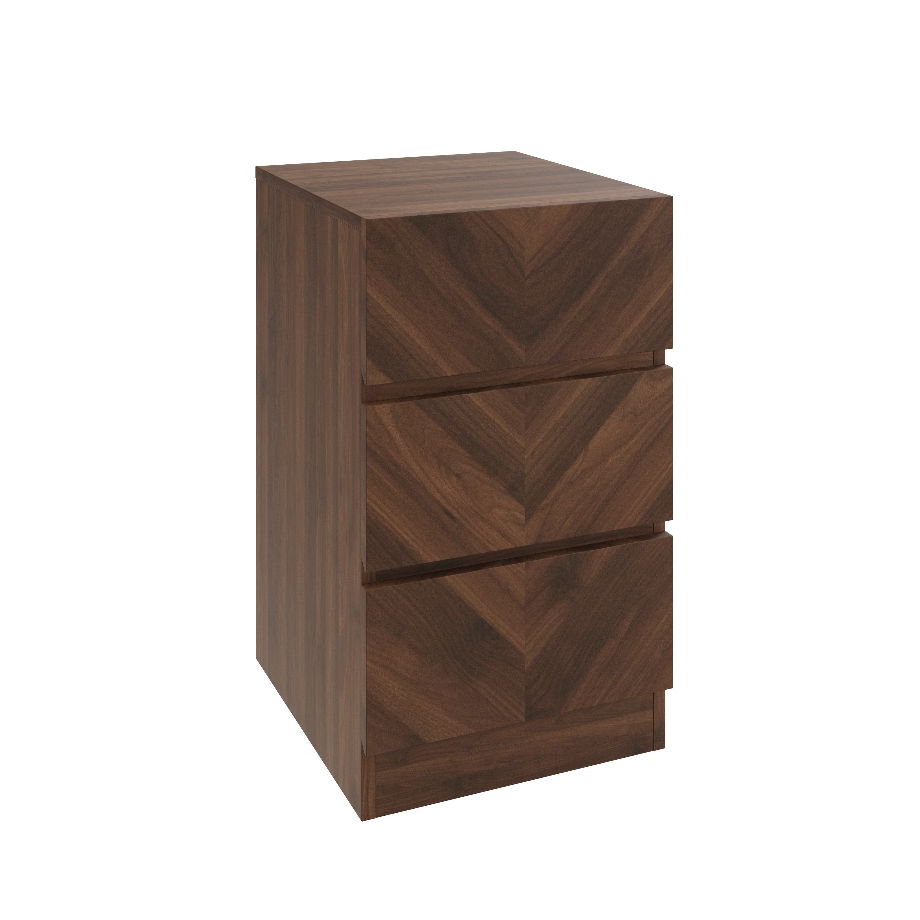 Catania 3 Drawer Bedside Table Royal Walnut - Twin Pack