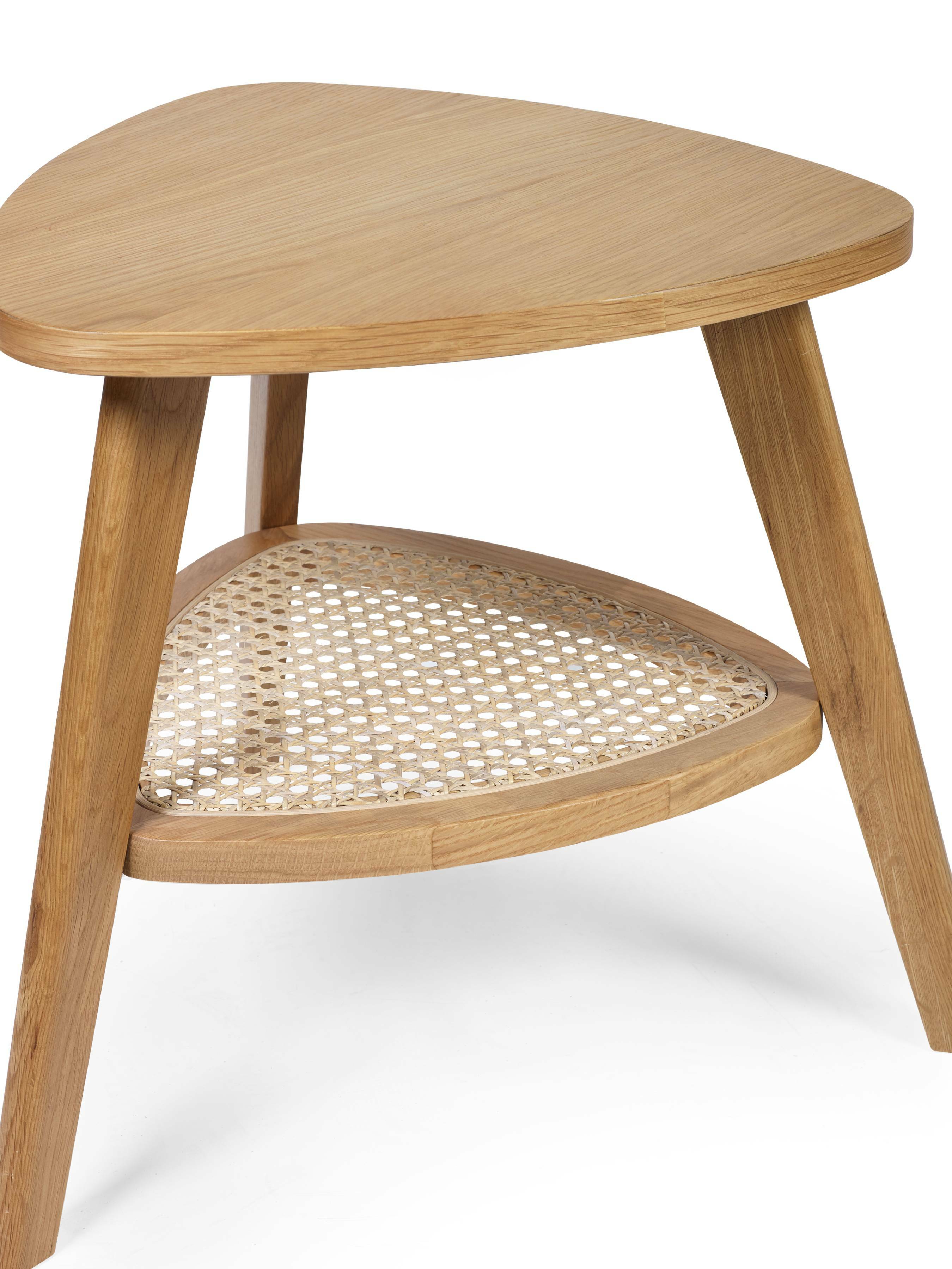 Vera Oak Triangular Side Table with Shelf
