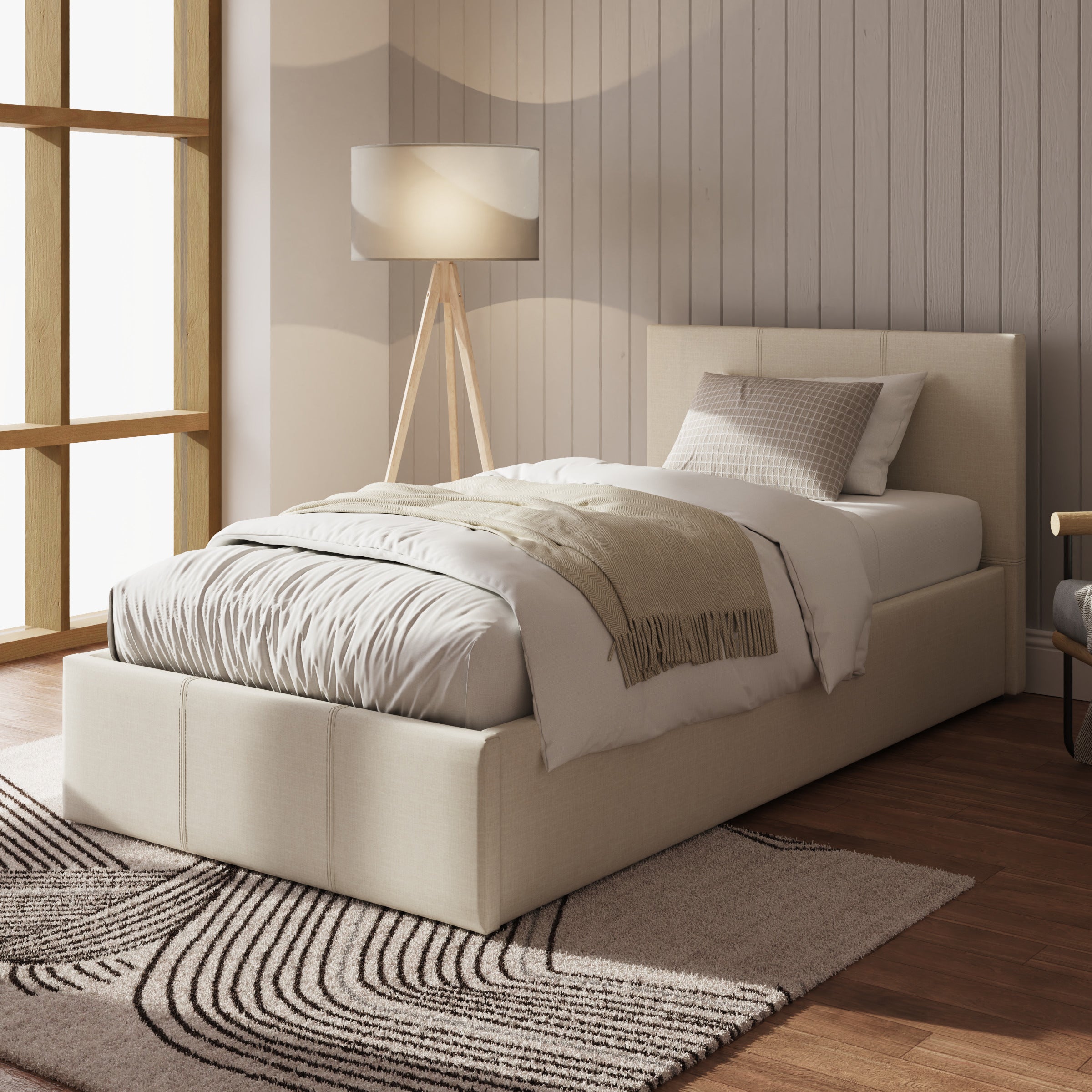 Side Lift Ottoman Bed Natural