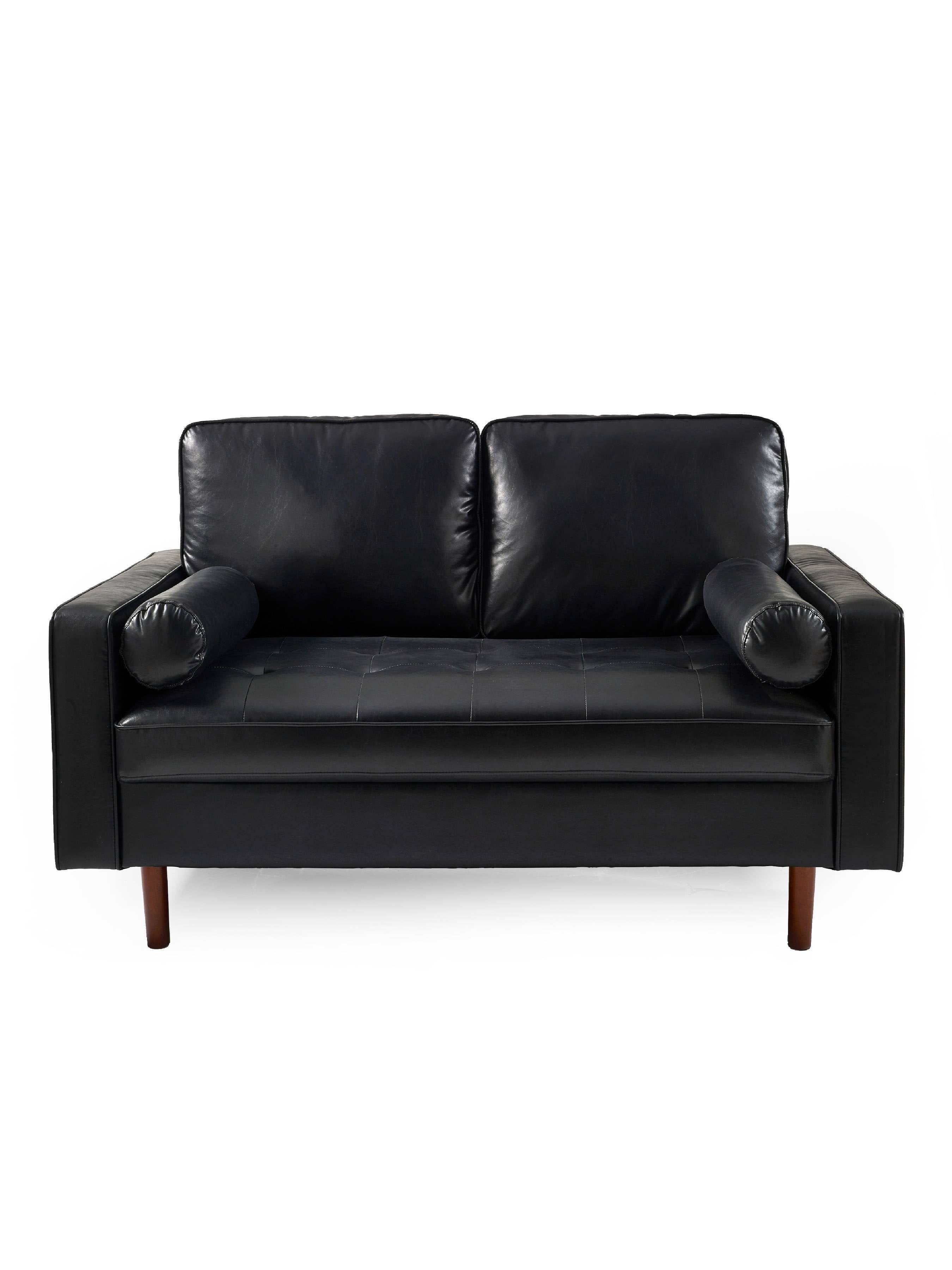 Henley Black Faux Leather 2 Seater Sofa
