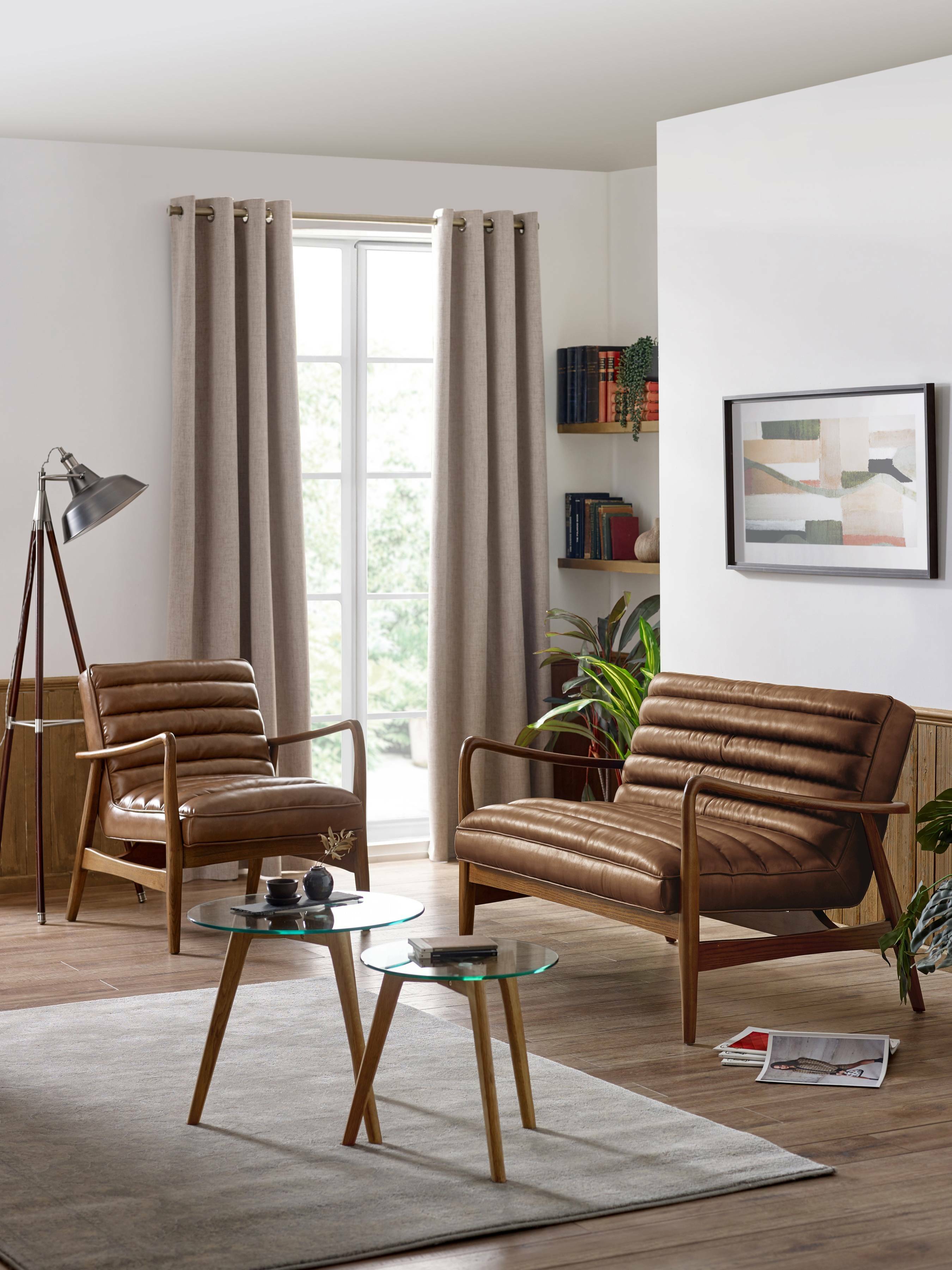 Marshall 2 Seater Sofa - Brown Faux Leather