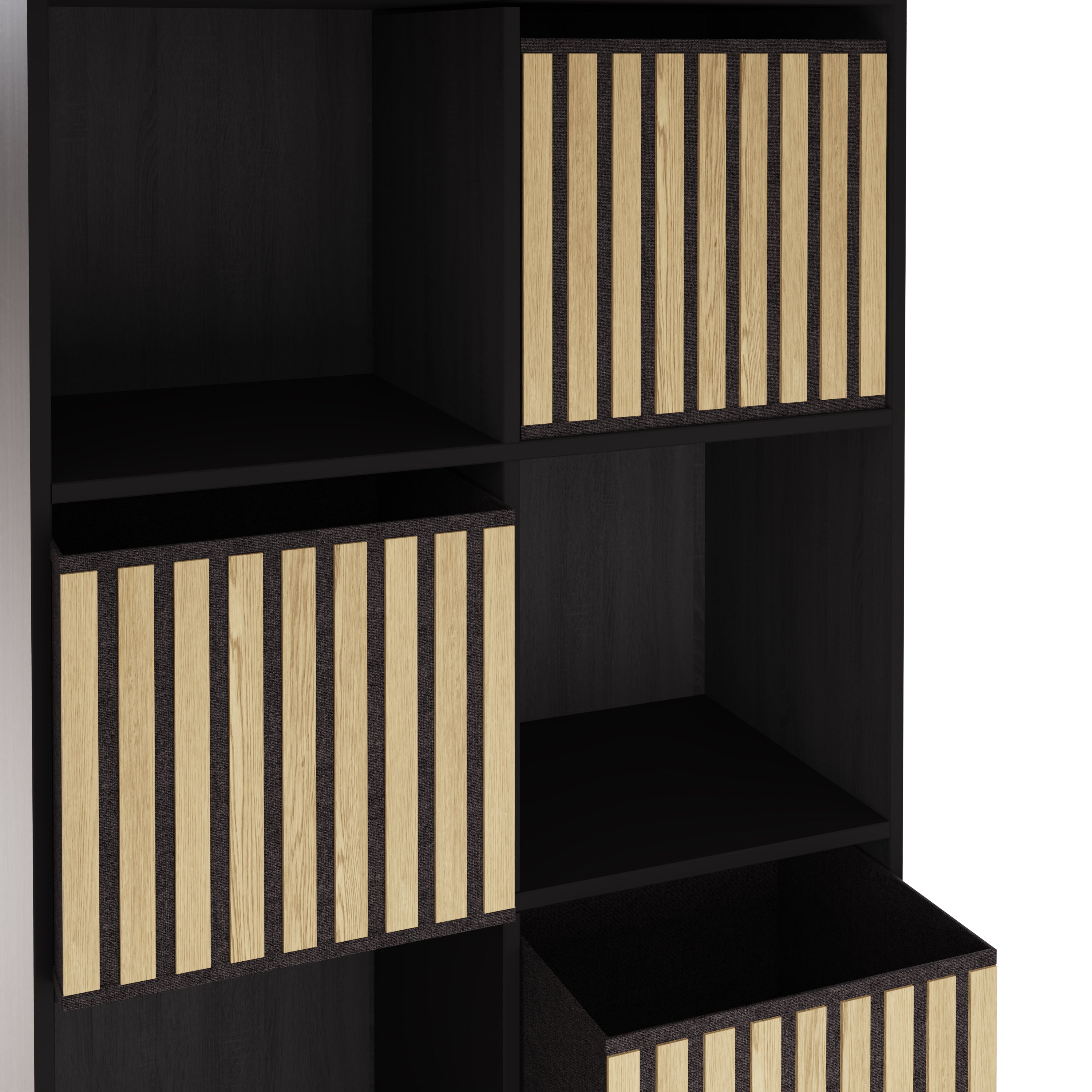 Kube 2X4 Storage Kube Black/Medium Oak