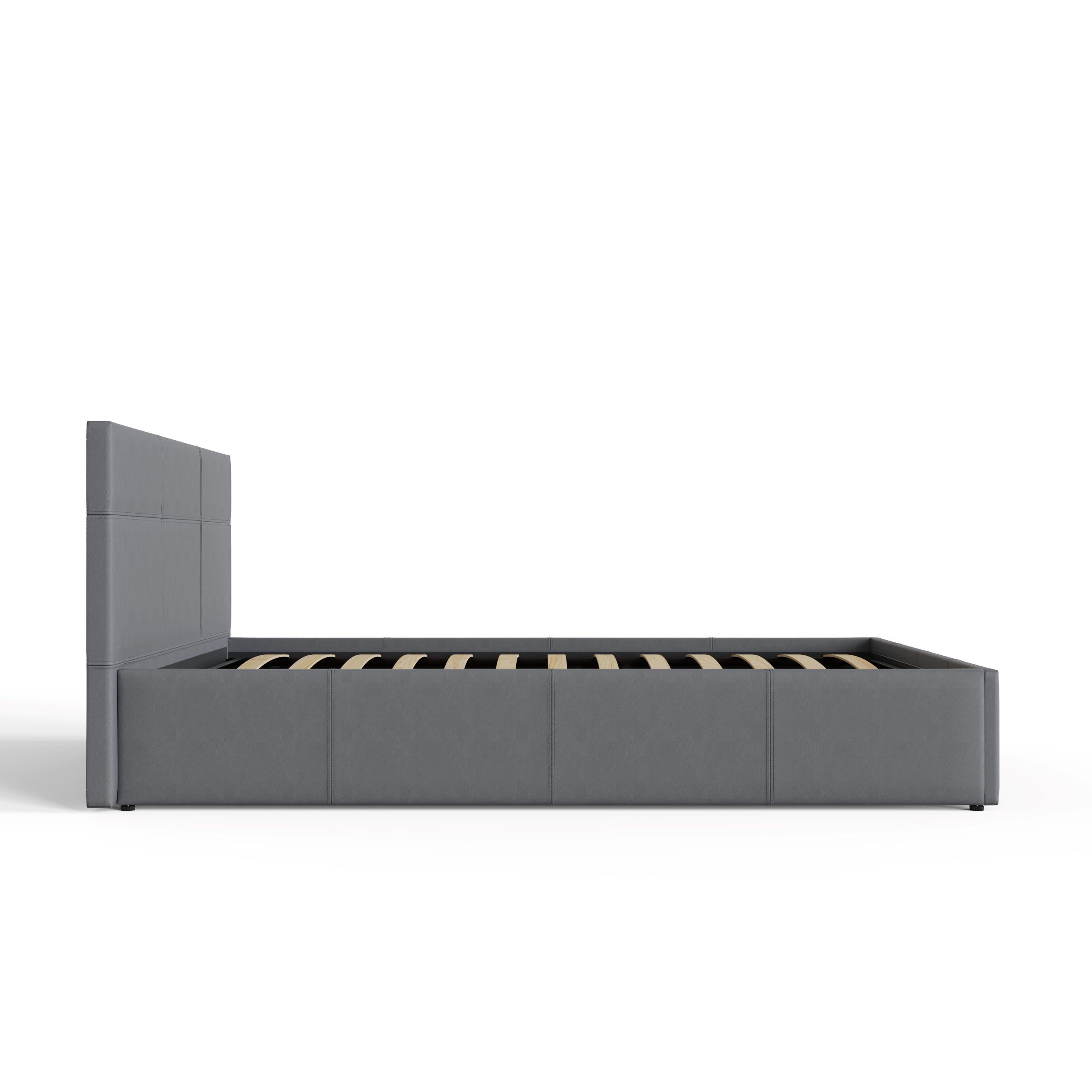 End Lift Ottoman Bed Grey Leather