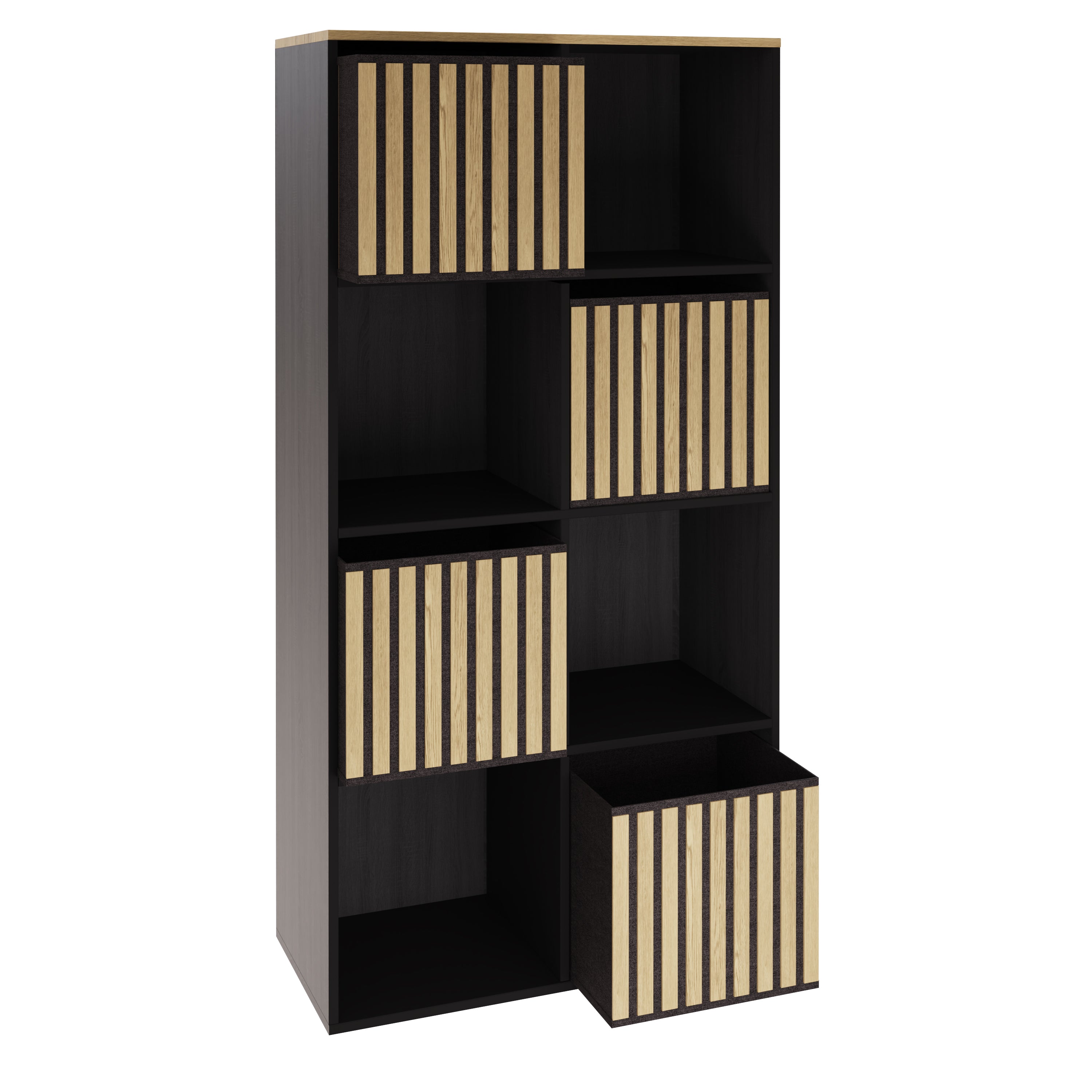 Kube 2X4 Storage Kube Black/Medium Oak