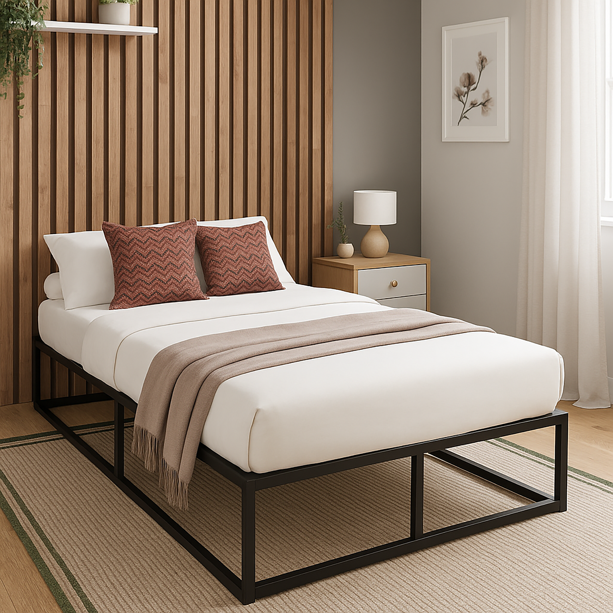 Platform Metal Bed Black