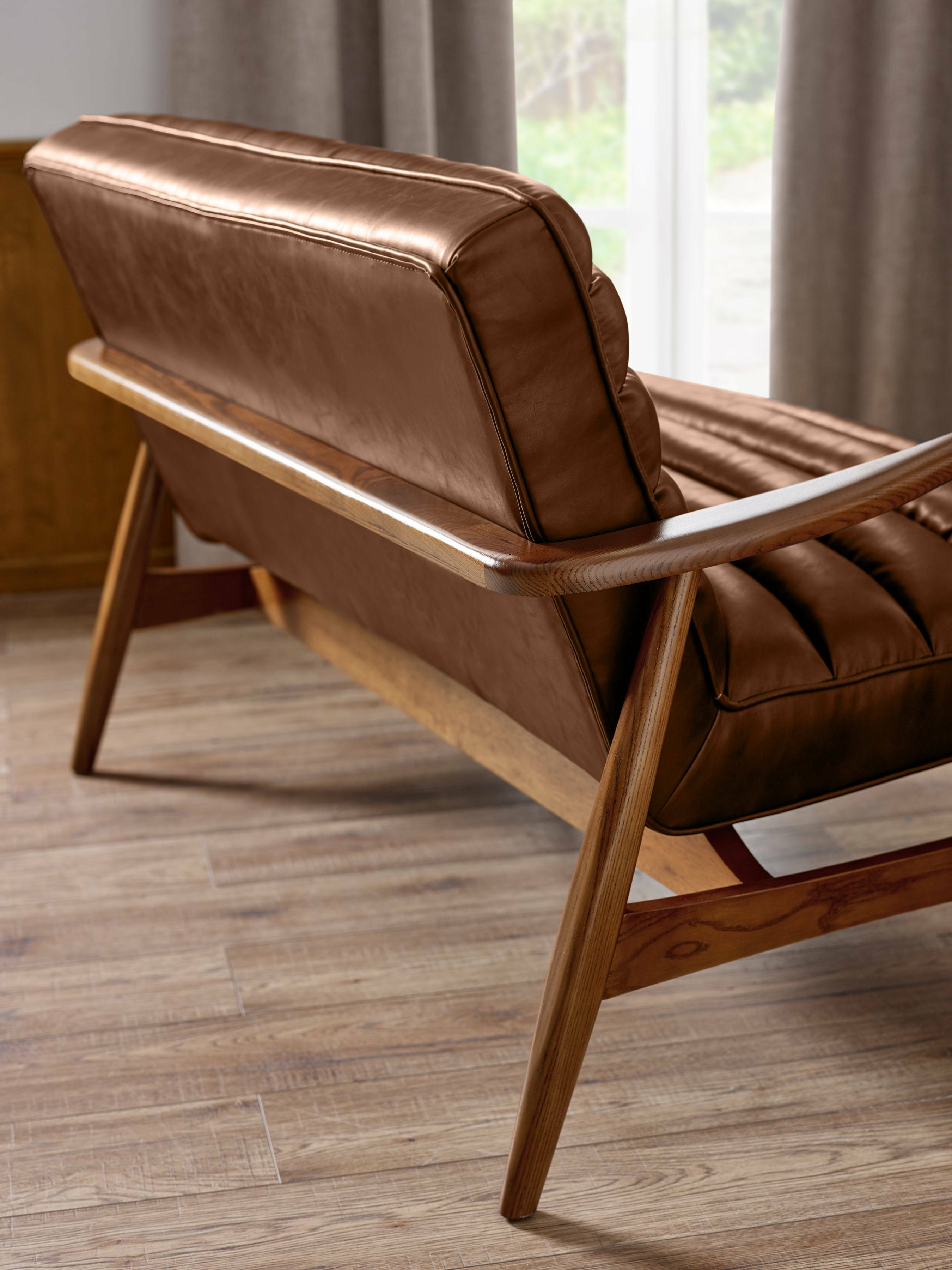 Marshall 2 Seater Sofa - Brown Faux Leather
