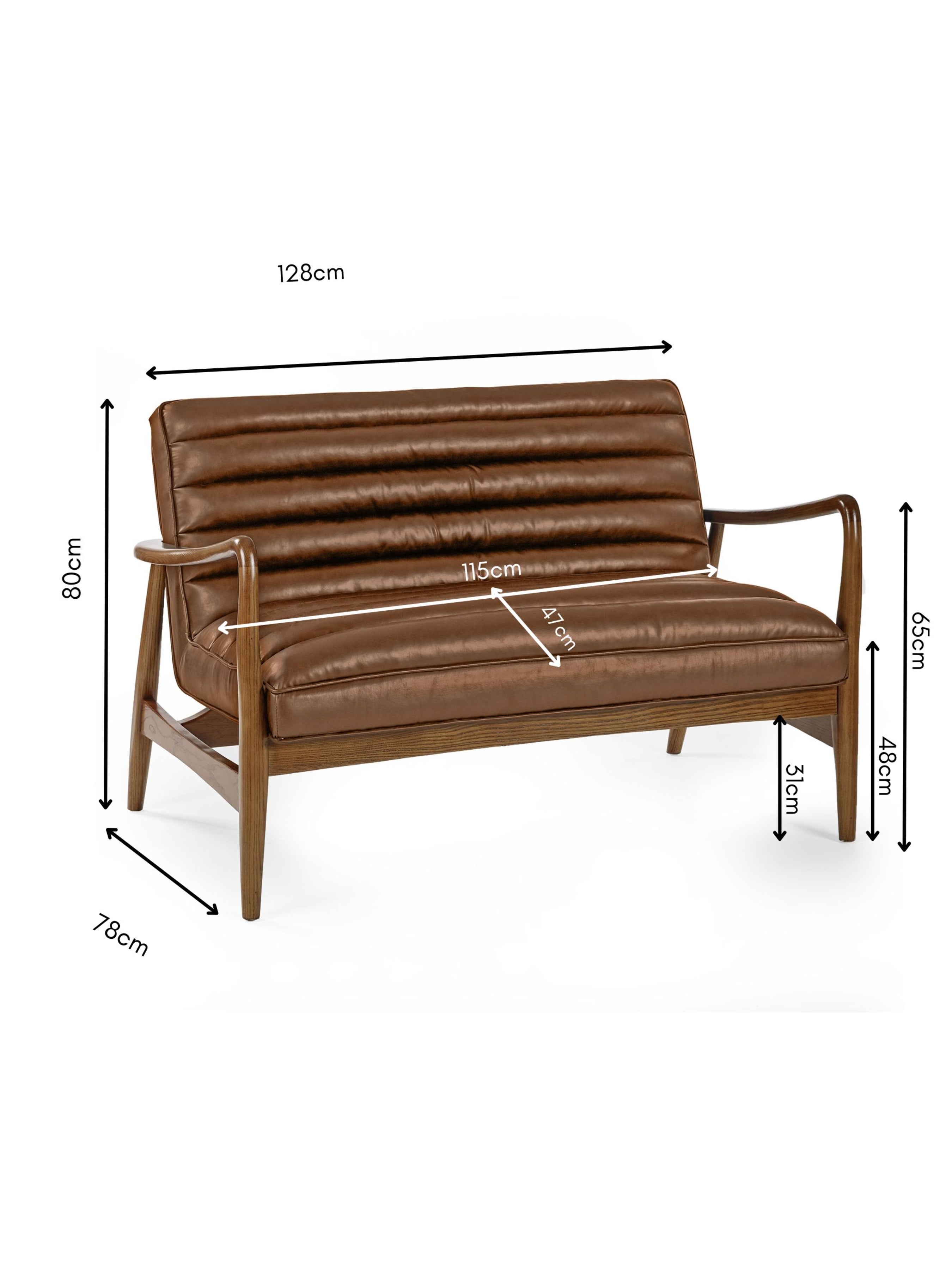 Marshall 2 Seater Sofa - Brown Faux Leather