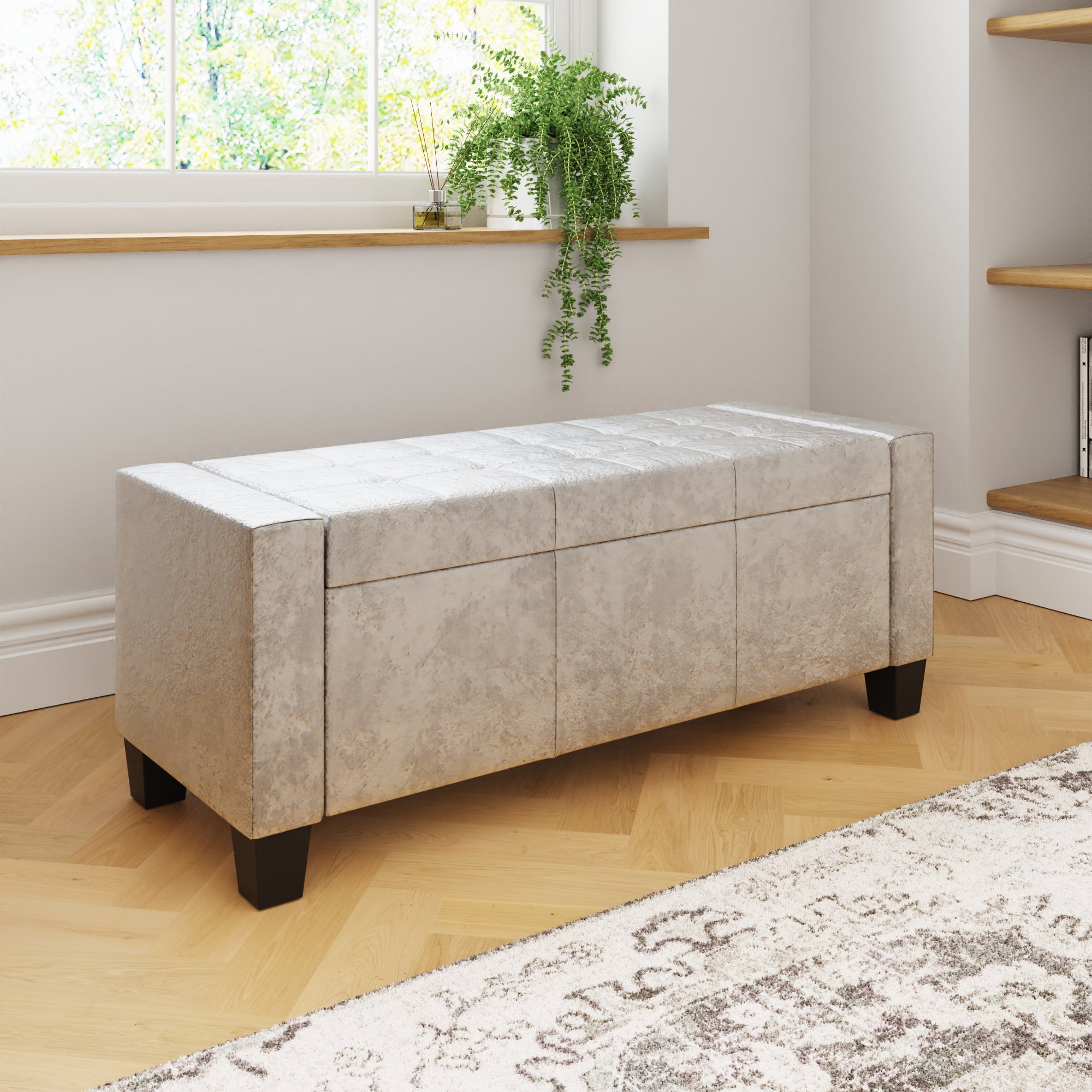 Verona Ottoman Bench Oyster Crushed Velvet