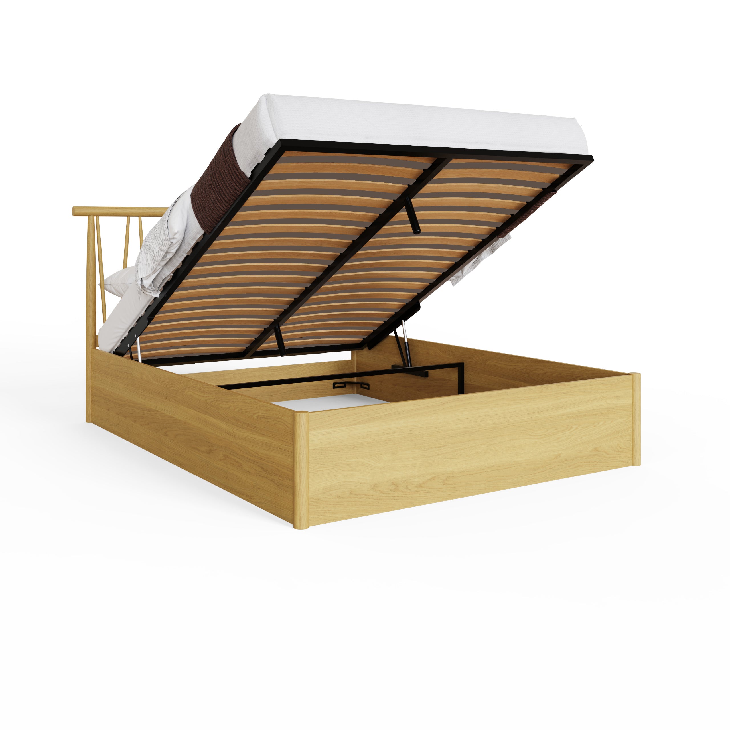 Fusum Spindle Ottoman Bed - Oak