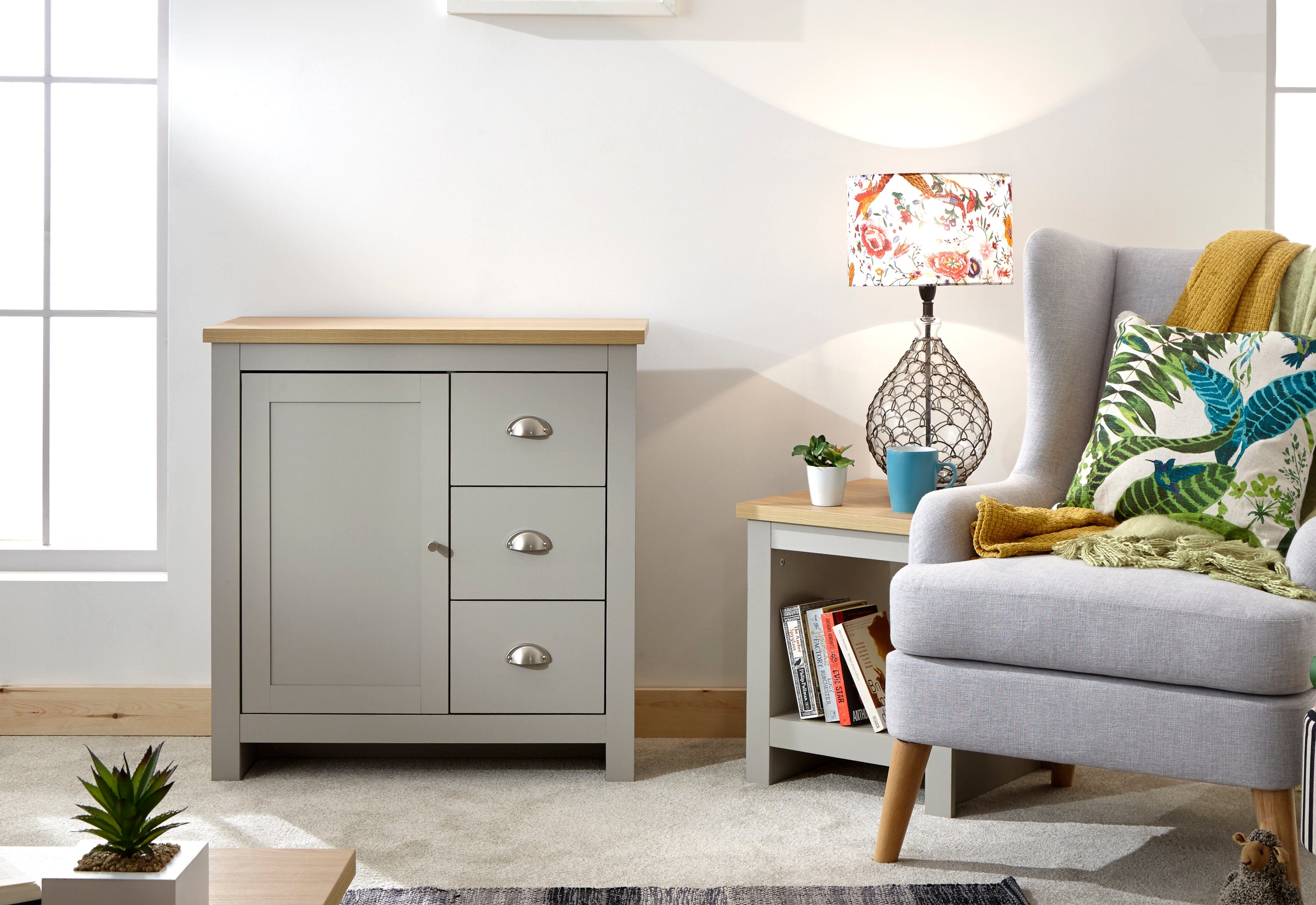 GFW Sideboard Lancaster Multi Unit Grey Bed Kings