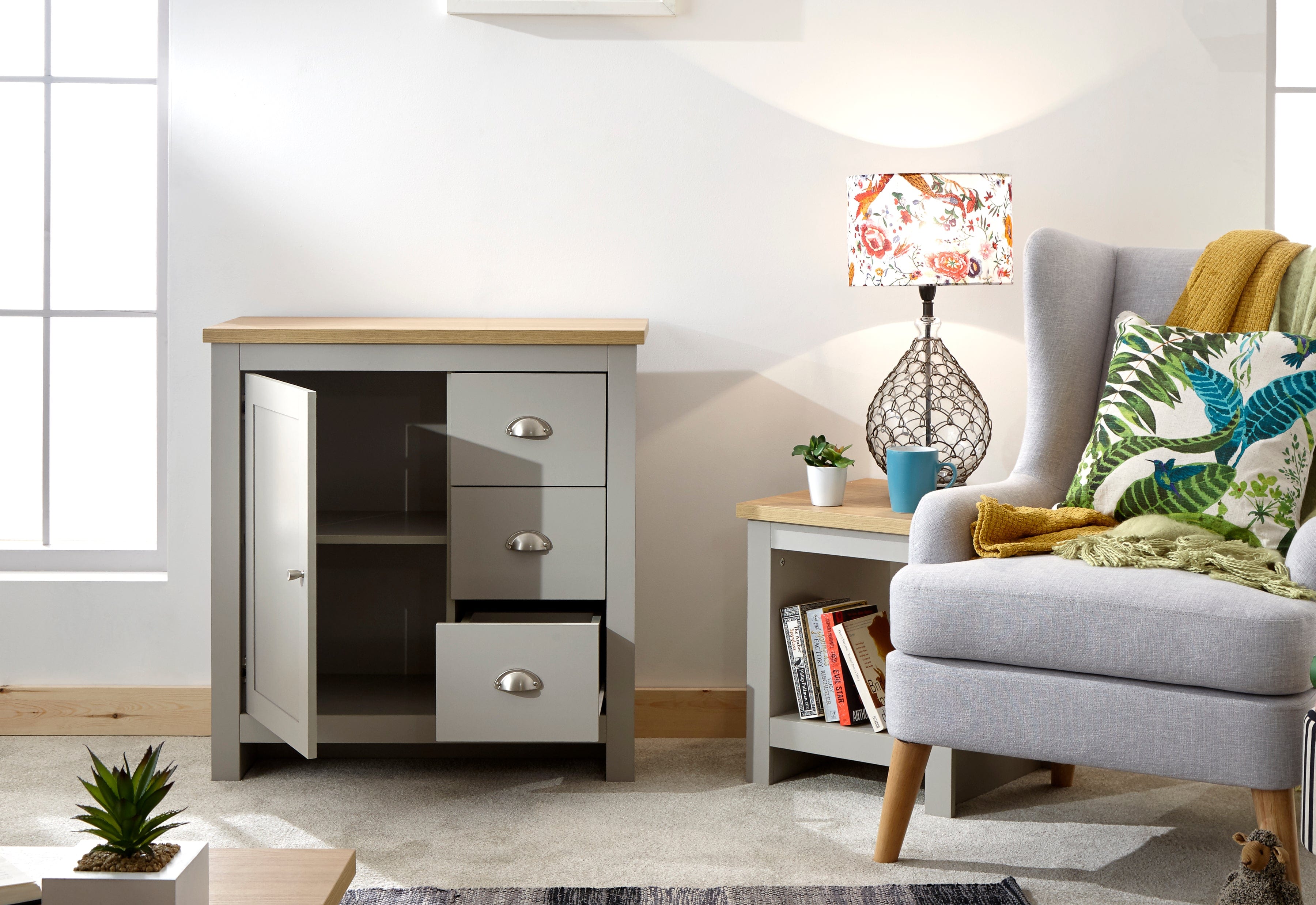 GFW Sideboard Lancaster Multi Unit Grey Bed Kings