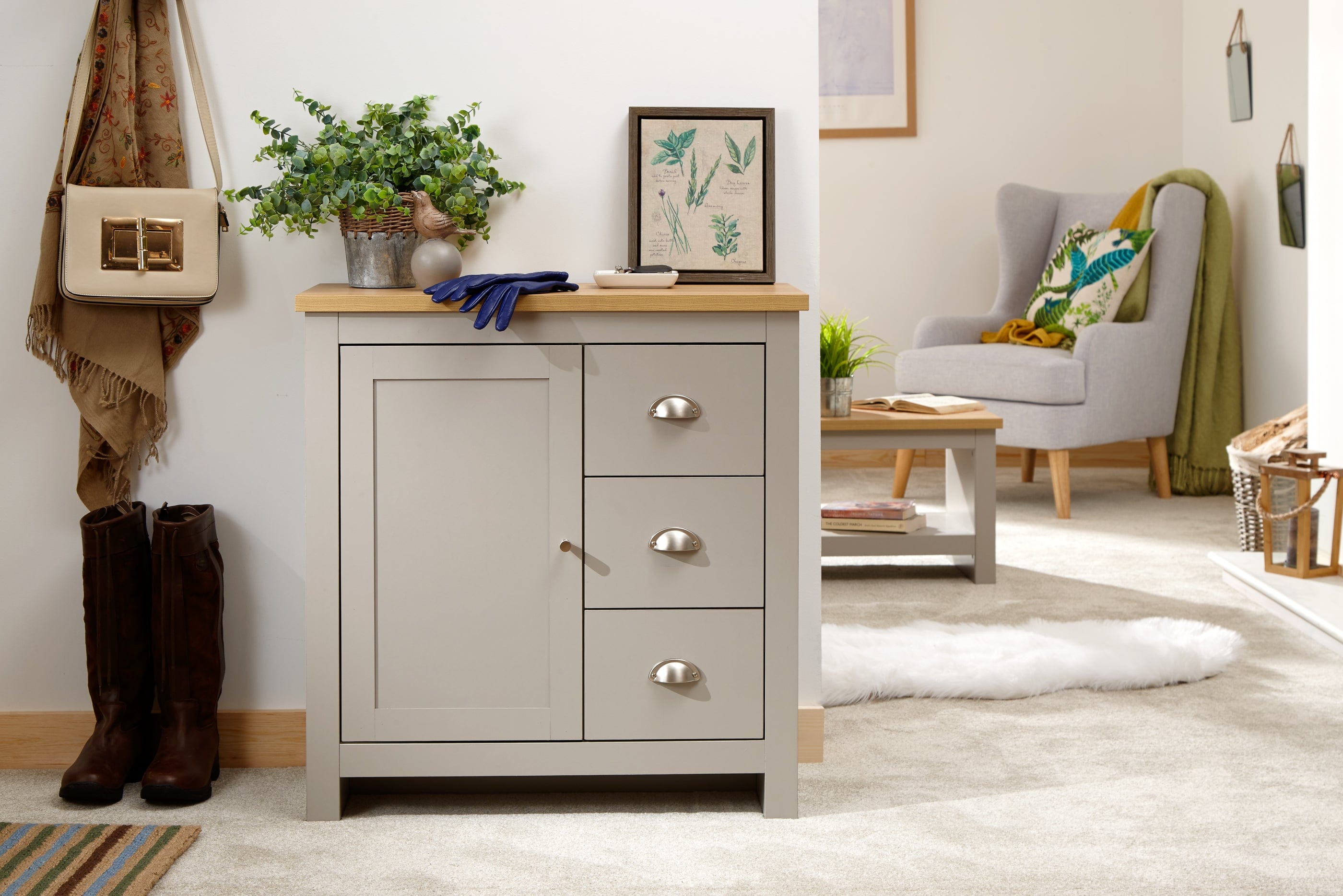 GFW Sideboard Lancaster Multi Unit Grey Bed Kings