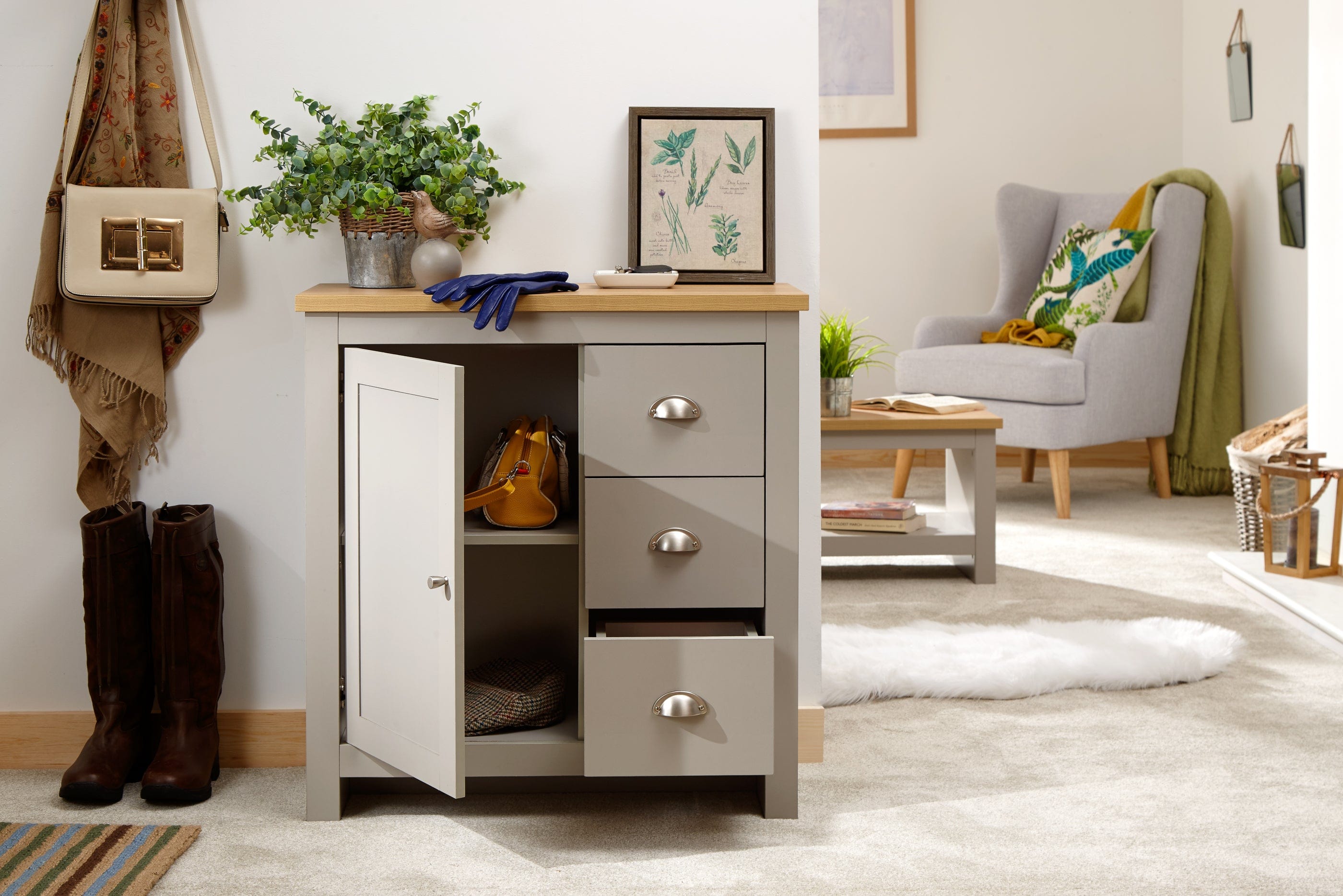 GFW Sideboard Lancaster Multi Unit Grey Bed Kings