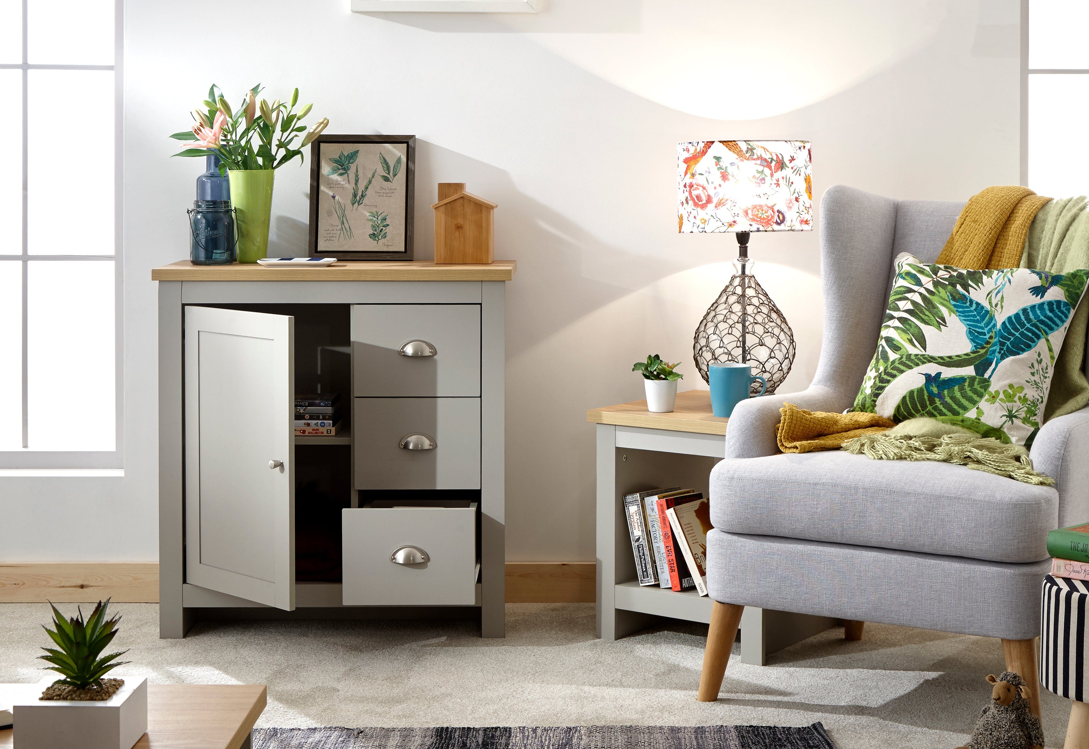 GFW Sideboard Lancaster Multi Unit Grey Bed Kings