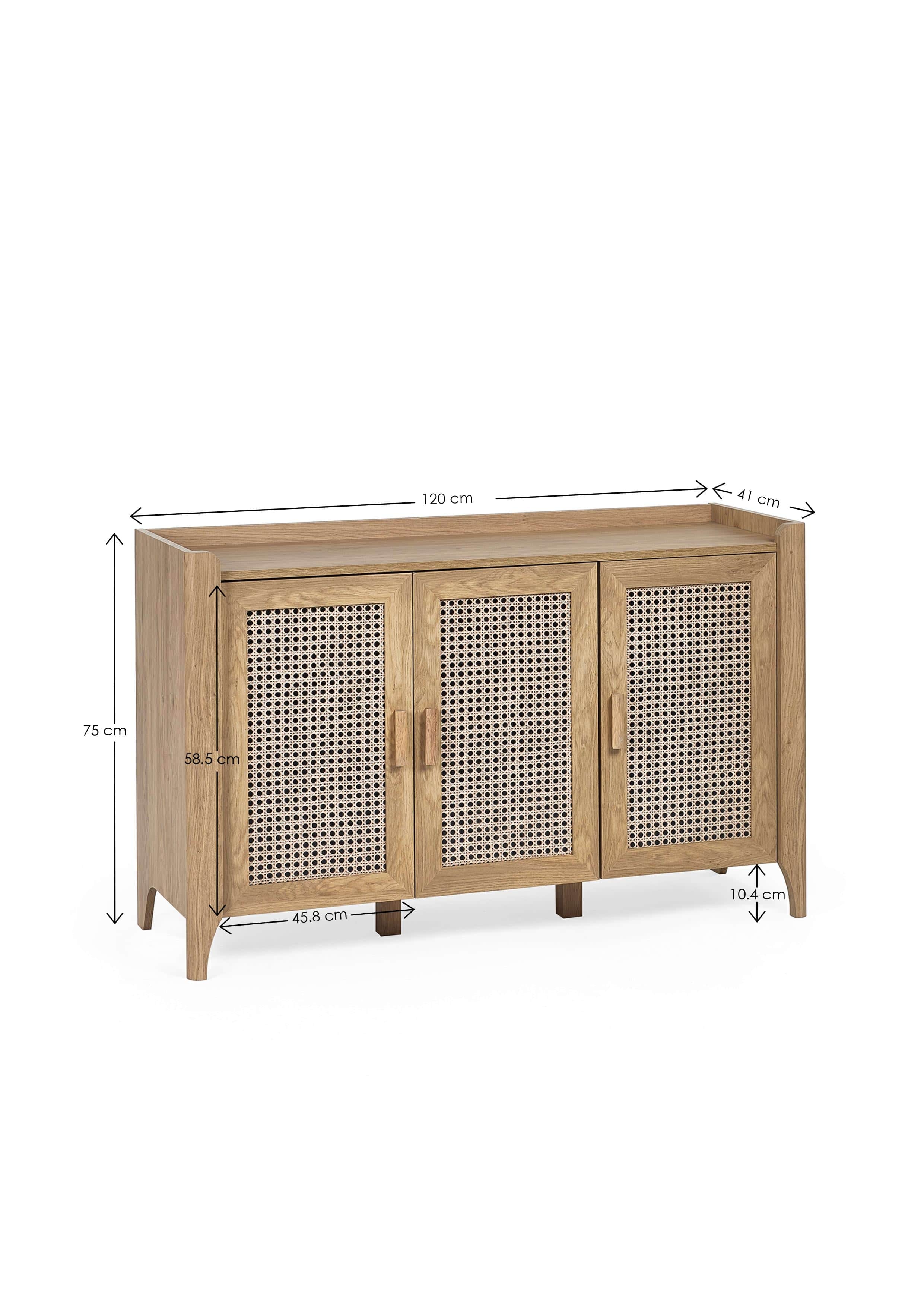 Julian Bowen Sideboard Sydney 3 Door Sideboard - Rattan Effect Bed Kings