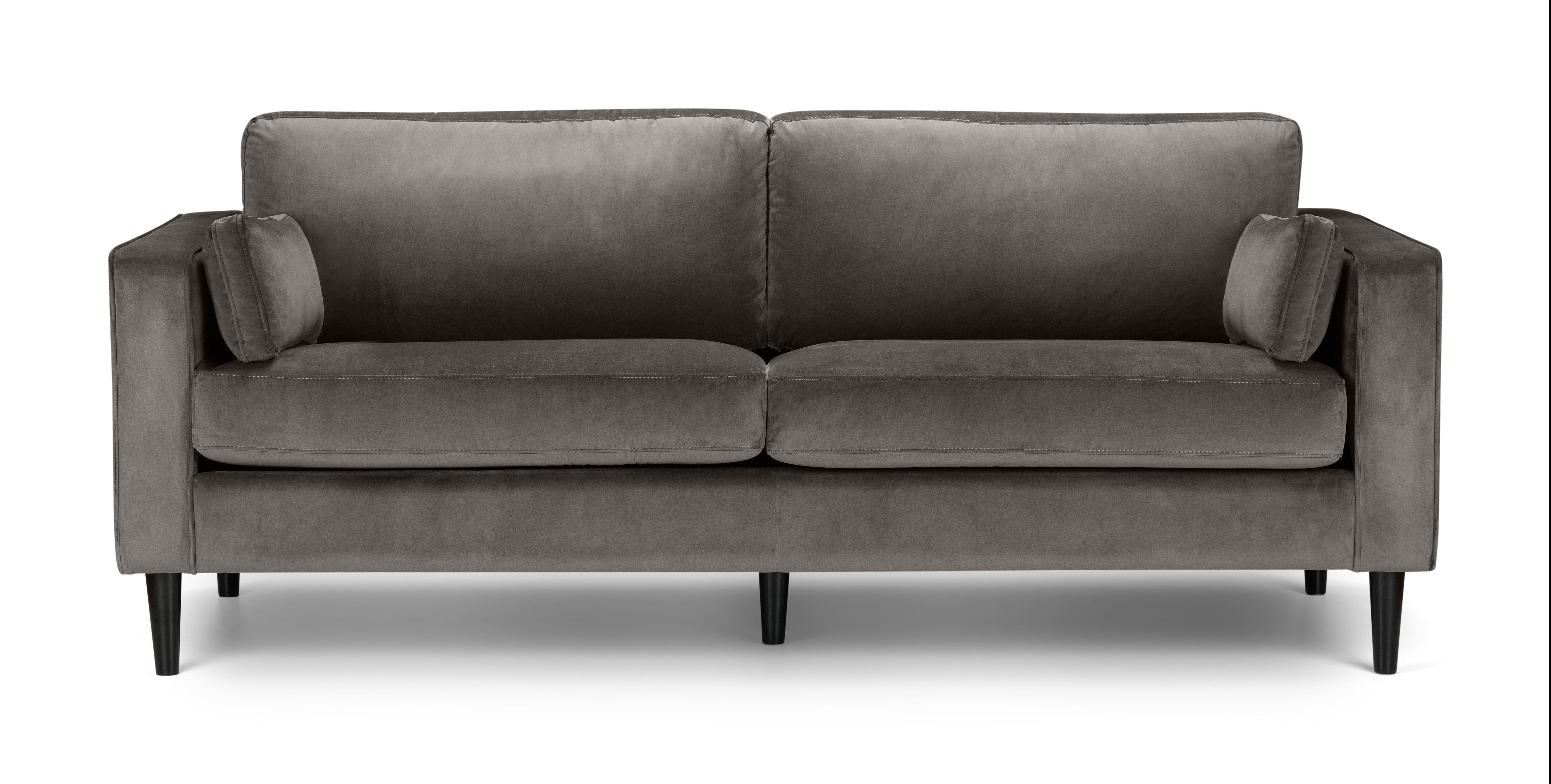 Julian Bowen Sofa Hayward Velvet Grand 3 Seater Sofa - Grey Bed Kings