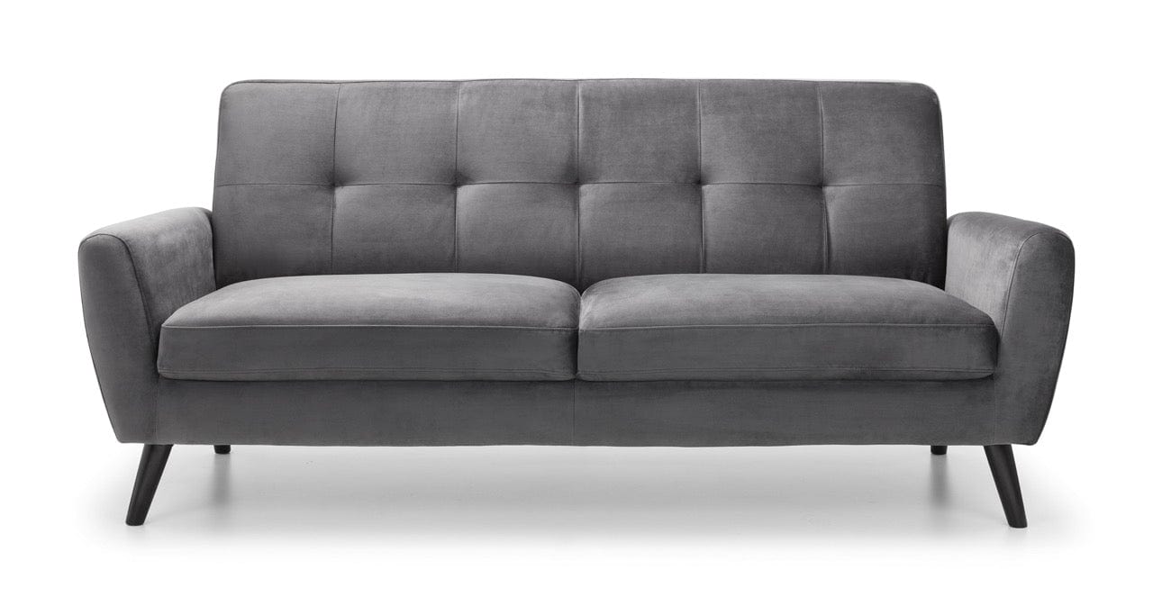 Julian Bowen Sofa Monza 3 Seater In Dark Grey Velvet Bed Kings