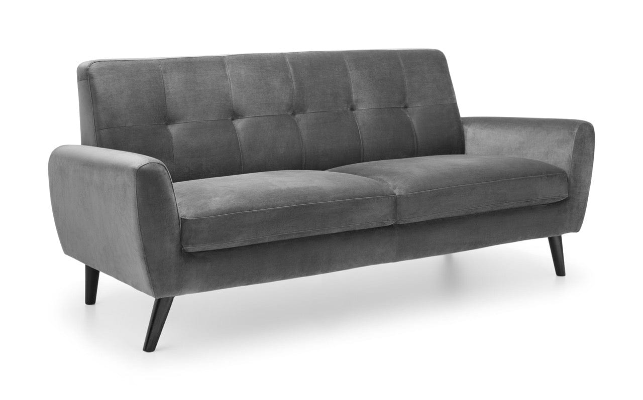 Julian Bowen Sofa Monza 3 Seater In Dark Grey Velvet Bed Kings