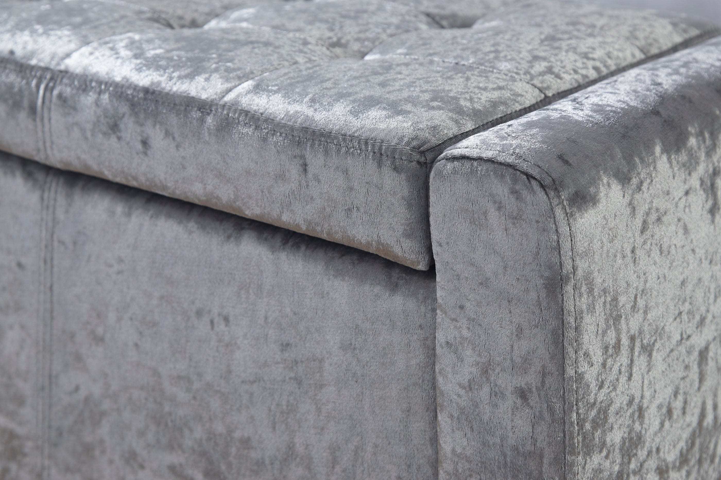GFW Storage Ottoman Verona Ottoman Bench Grey Crushed Velvet Bed Kings