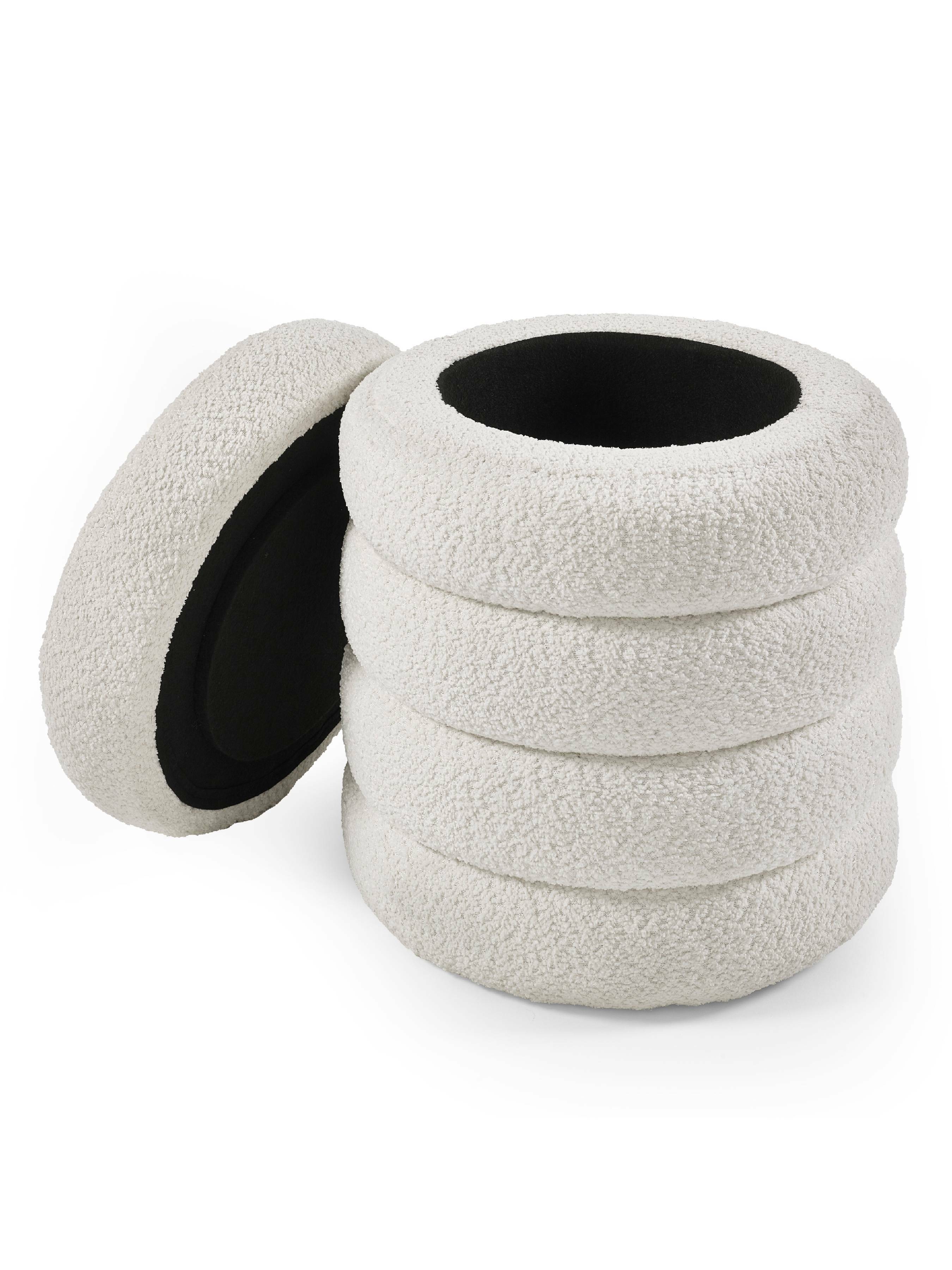 Hailey Ivory Boucle Upholstered 40cm Storage Stool