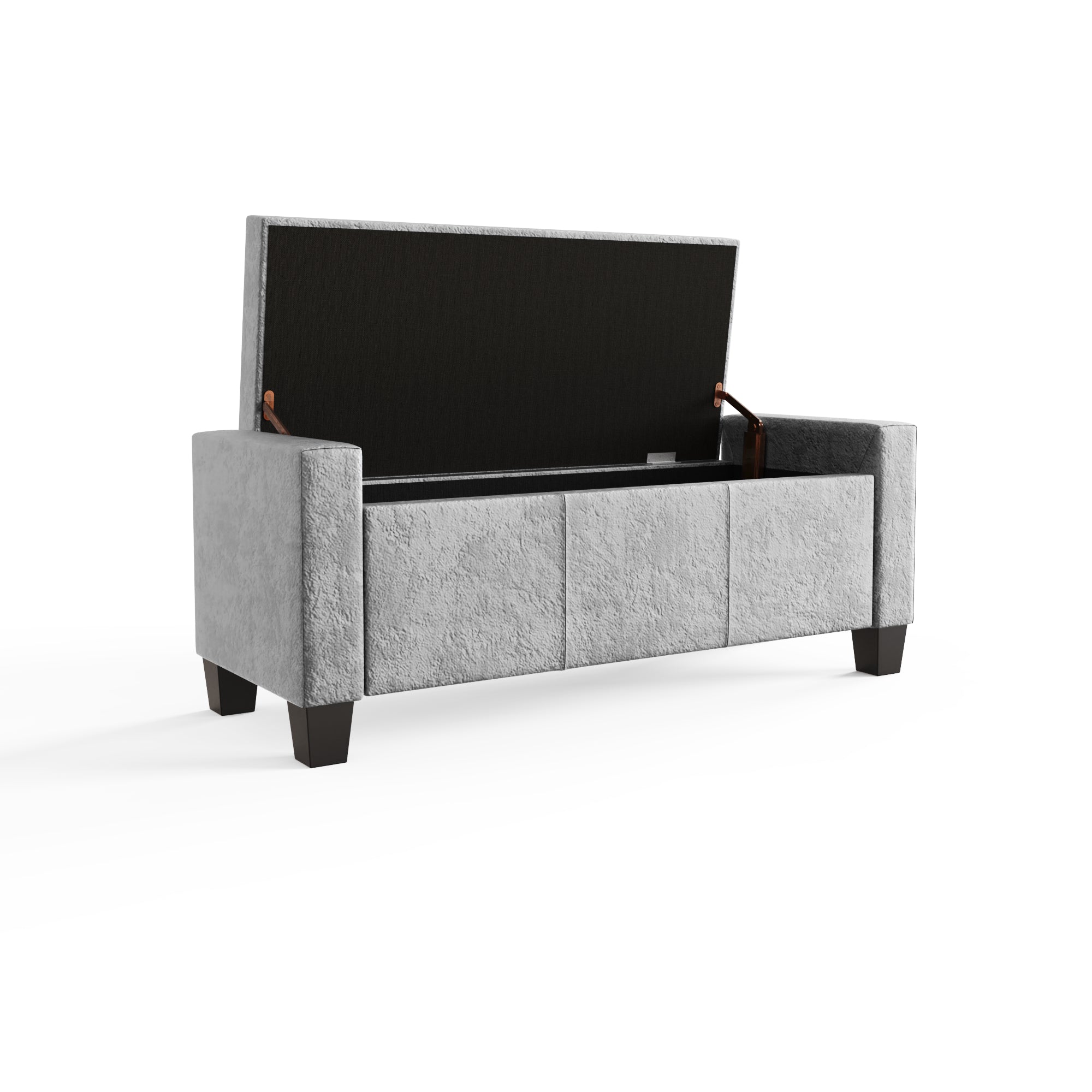 Verona Ottoman Bench Grey Crushed Velvet