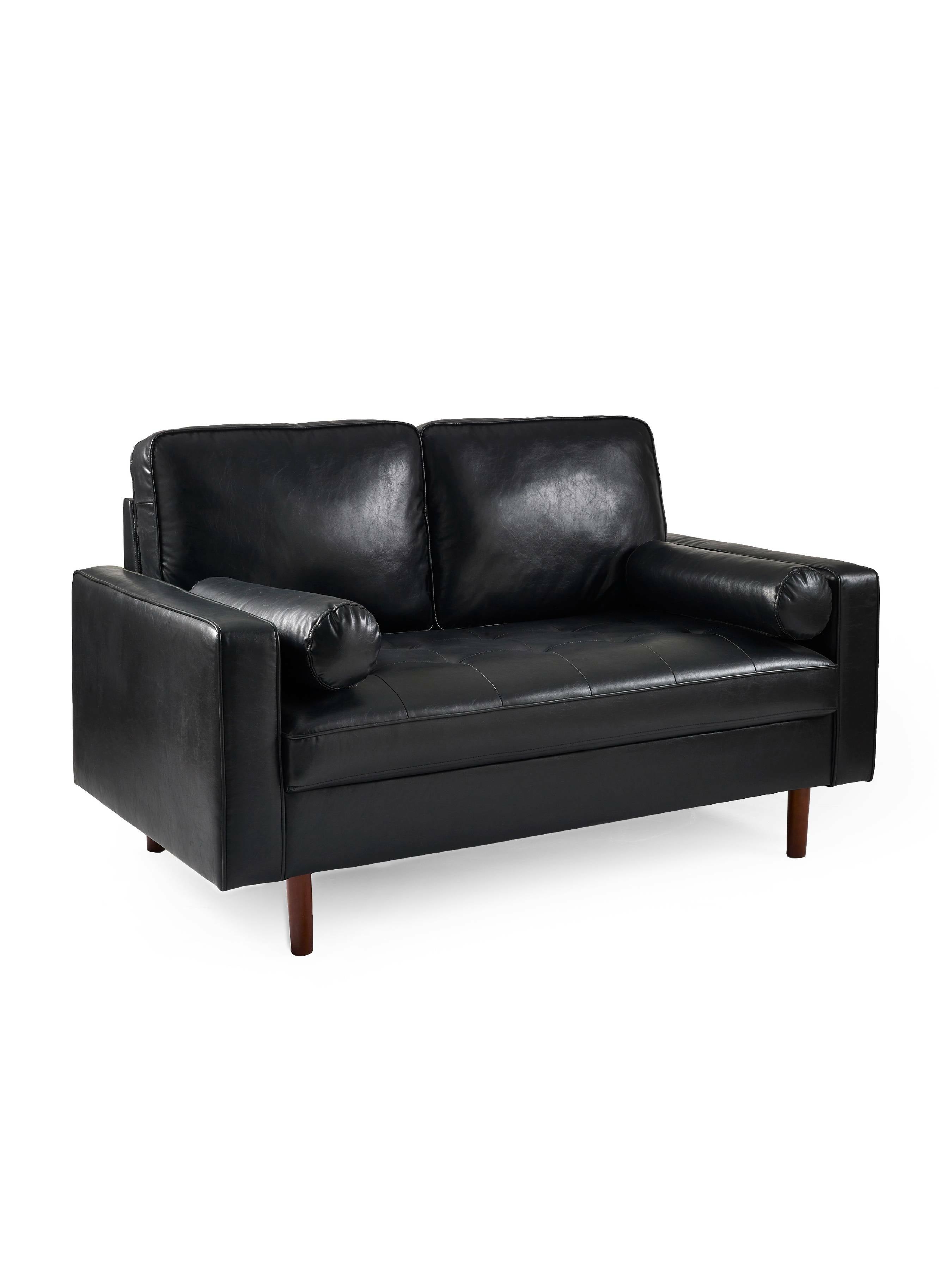 Henley Black Faux Leather 2 Seater Sofa