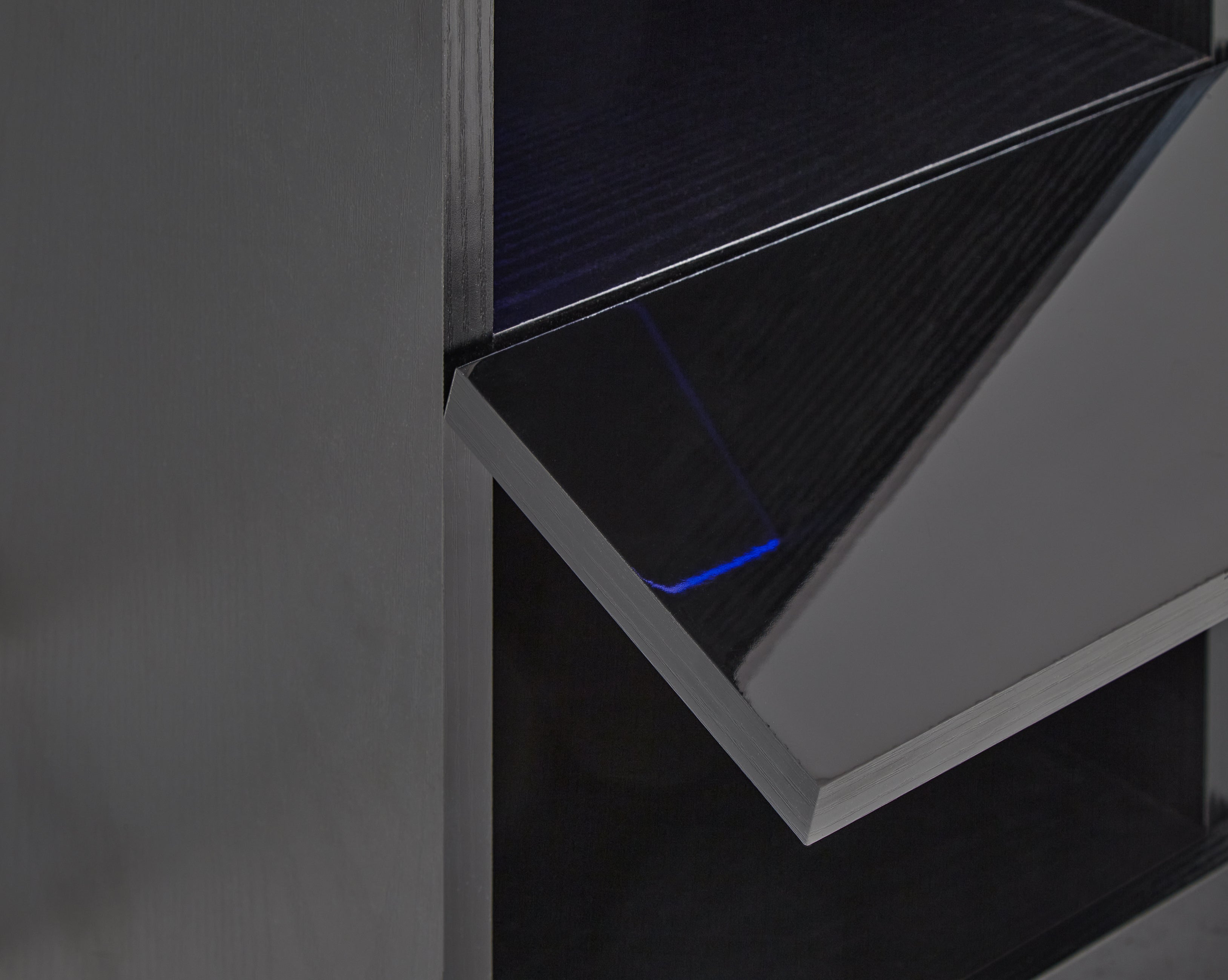 Galicia Tall Shelf Unit With Led Black