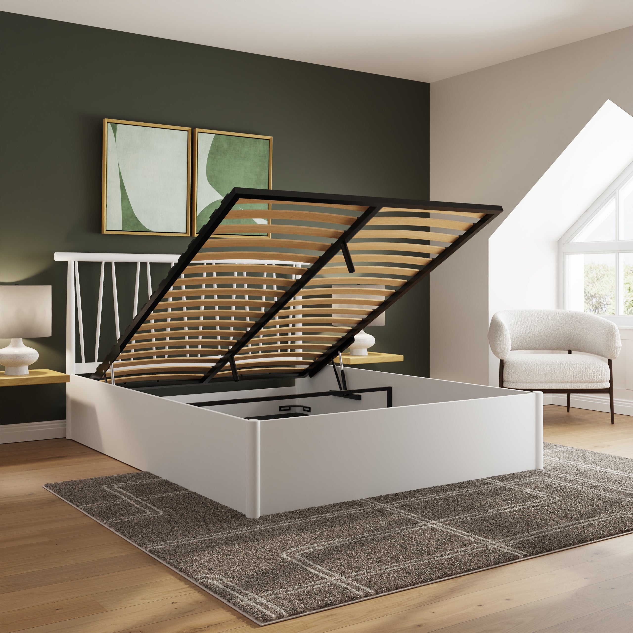 Fusum Spindle Ottoman Bed - White