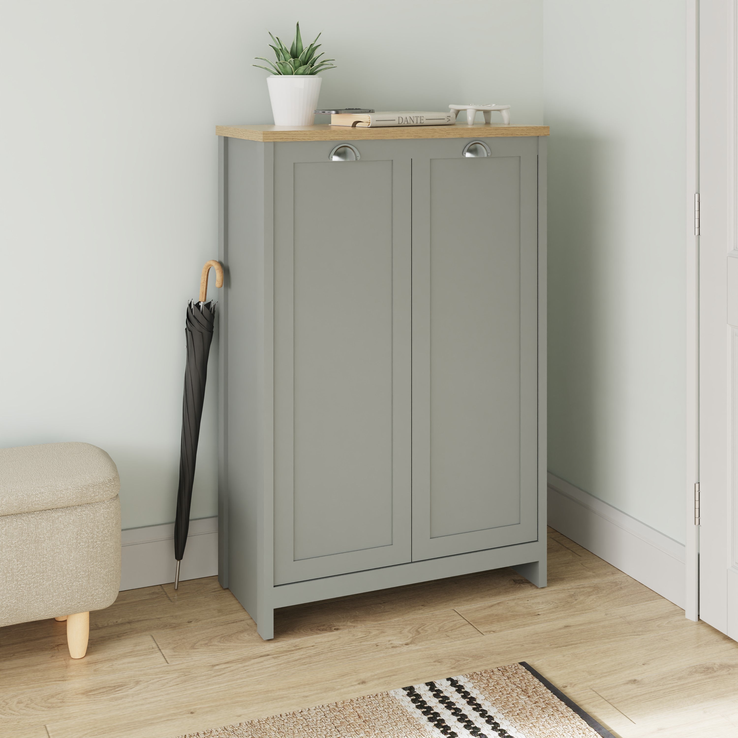 Lancaster 2 Door Shoe Cabinet Grey