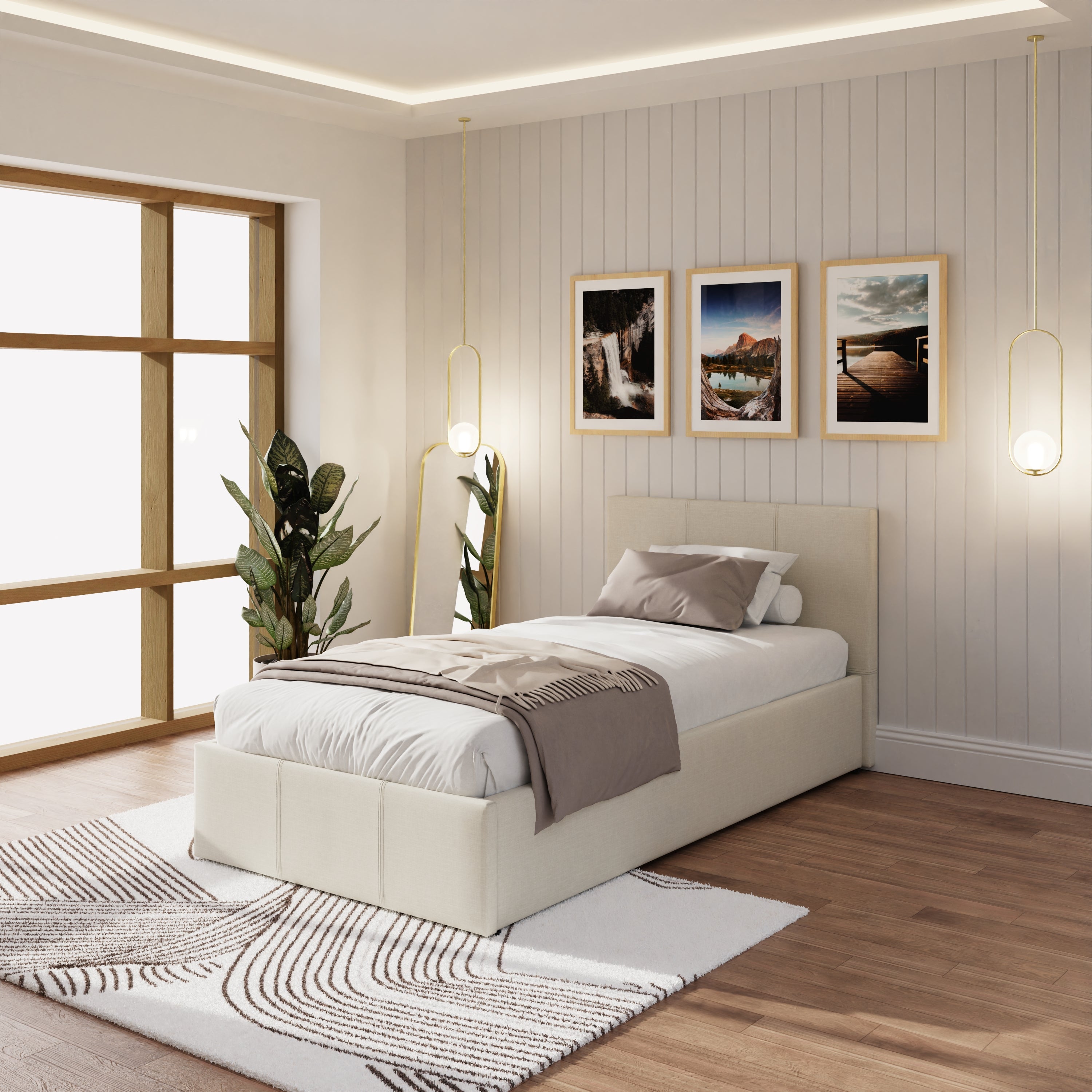 End Lift Ottoman Bed Frame - Natural